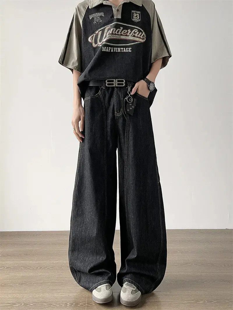 Japanese Brand Retro loose wide leg slightly flared jeans Size US 32 / EU 48 - 6 Thumbnail