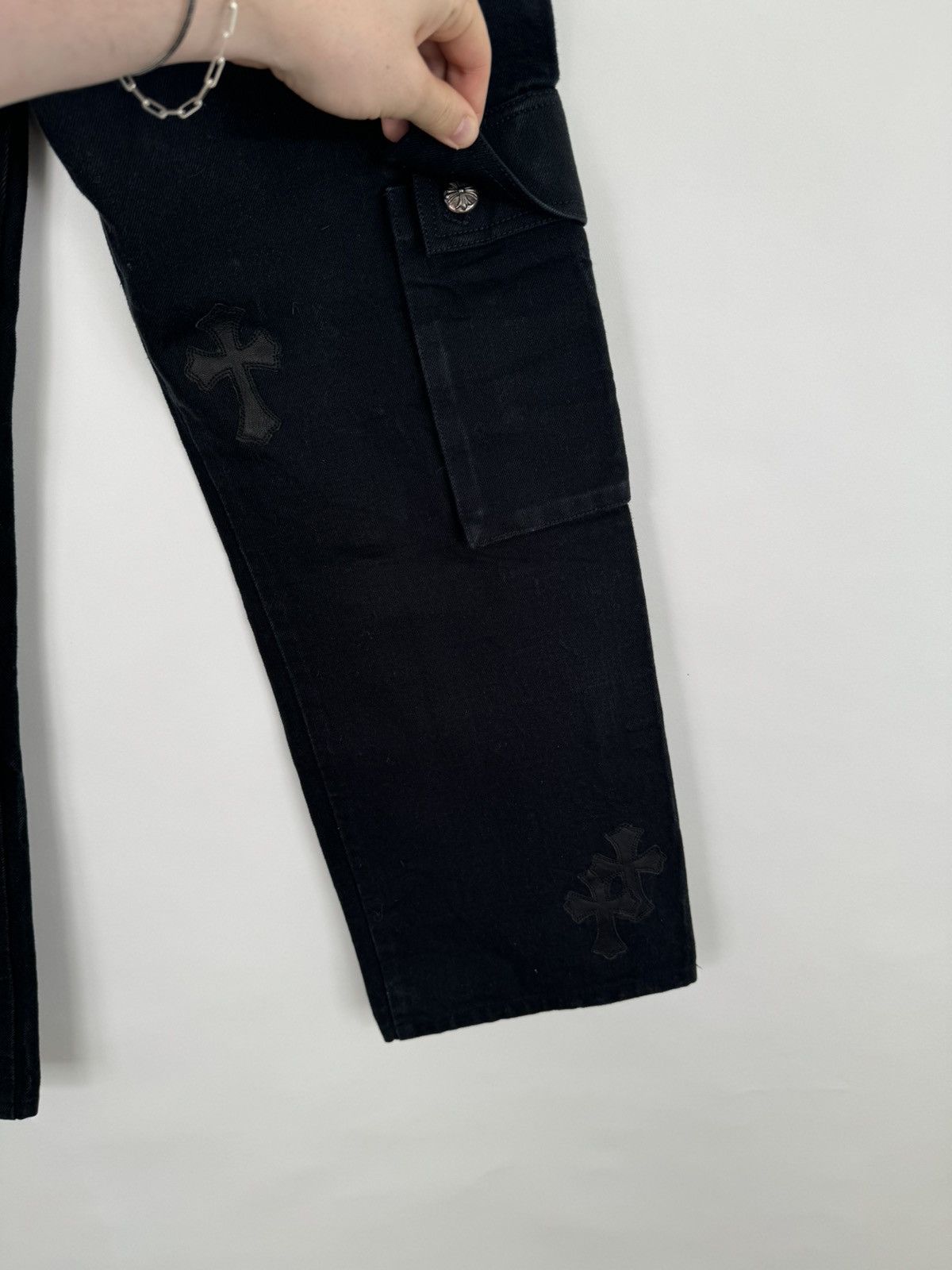Chrome Hearts 🚭1/1 Vintage VIP Custom🚭 20 Silver Cargo Black Red Cross Size US 33 - 14 Thumbnail