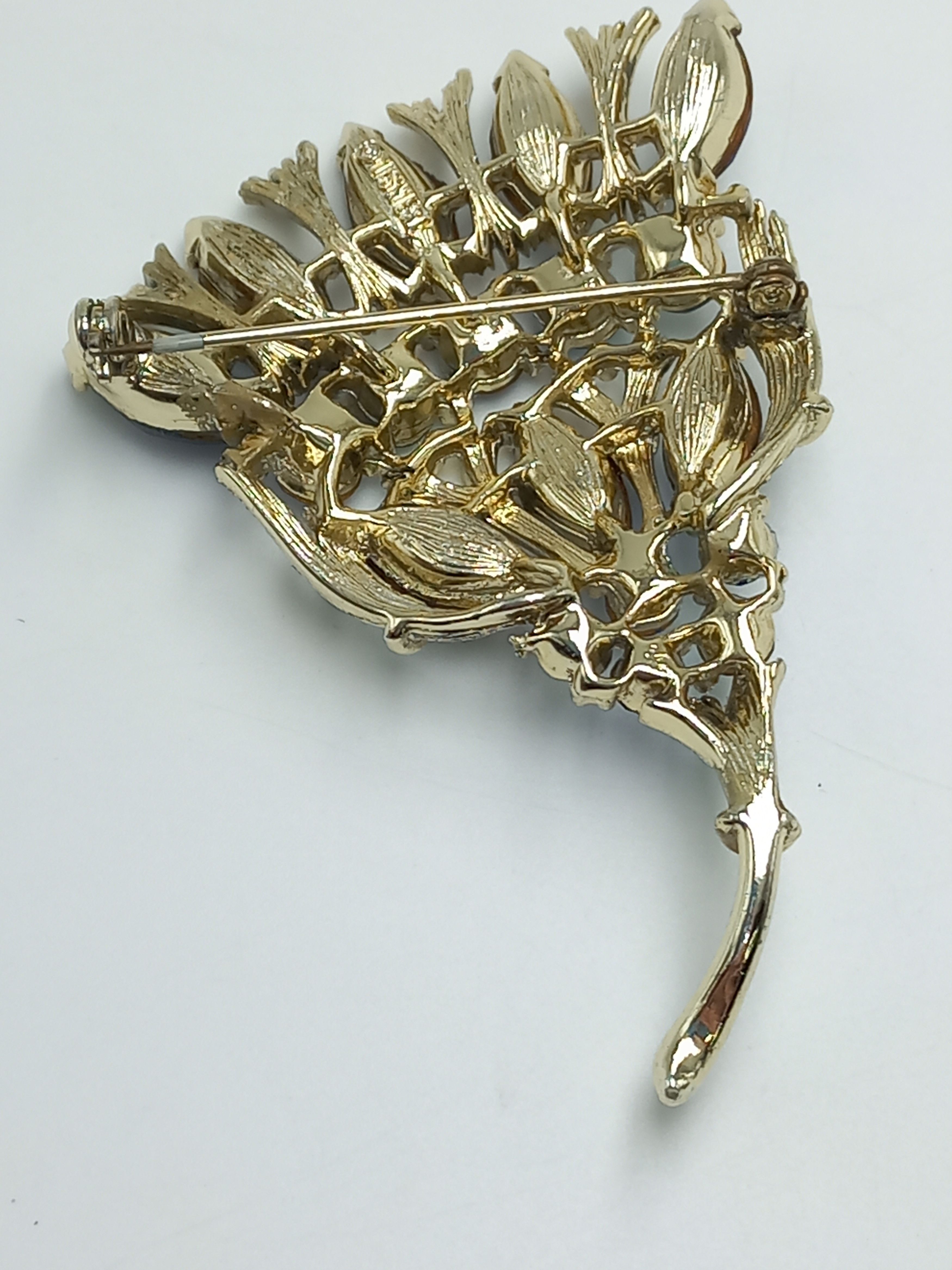 Other Vtg Lisner Sapphire Blue Rhinestone Gold Tone Crown Brooch Size ONE SIZE - 4 Thumbnail