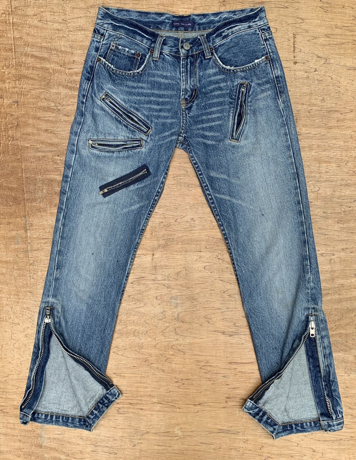 Beauty Beast × If Six Was Nine × Japanese Brand Bit Blue Distressed Multizipper Denim Pants Size US 28 / EU 44 - 13 Thumbnail
