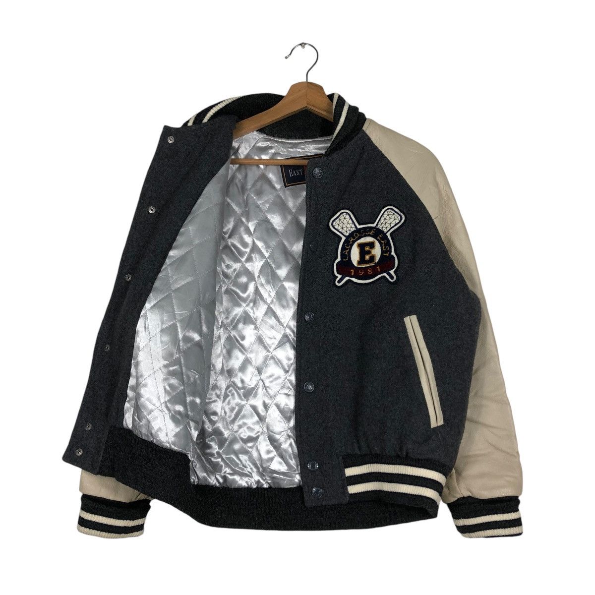 Japanese Brand 🔥VINTAGE VARSITY JUMPER LEATHER JACKET EAST BOY BIG LOGO Size US M / EU 48-50 / 2 - 14 Thumbnail
