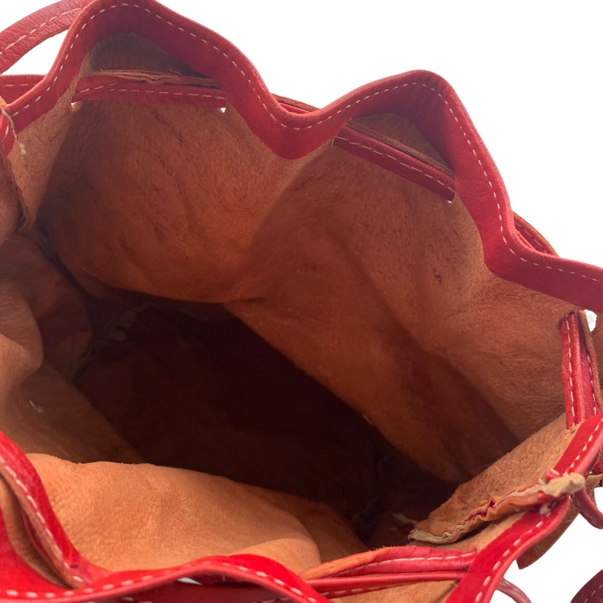 Vintage Vintage Red Leather Gold Foiled Star Print Drawstring Bucket Size ONE SIZE - 2 Thumbnail