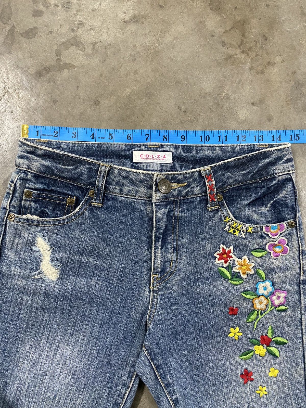 Japan Blue Jeans Flare Jeans Japan Colza Embroidery Denim @281 Size 28" / US 6 / IT 42 - 12 Thumbnail