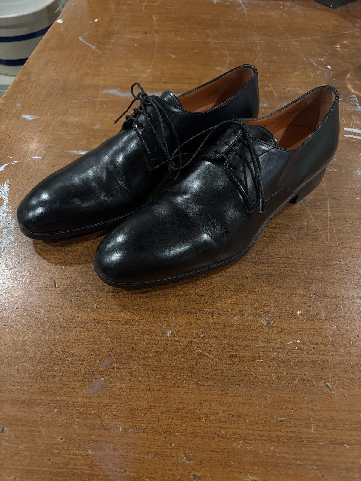 Santoni Polished black Derby | Grailed