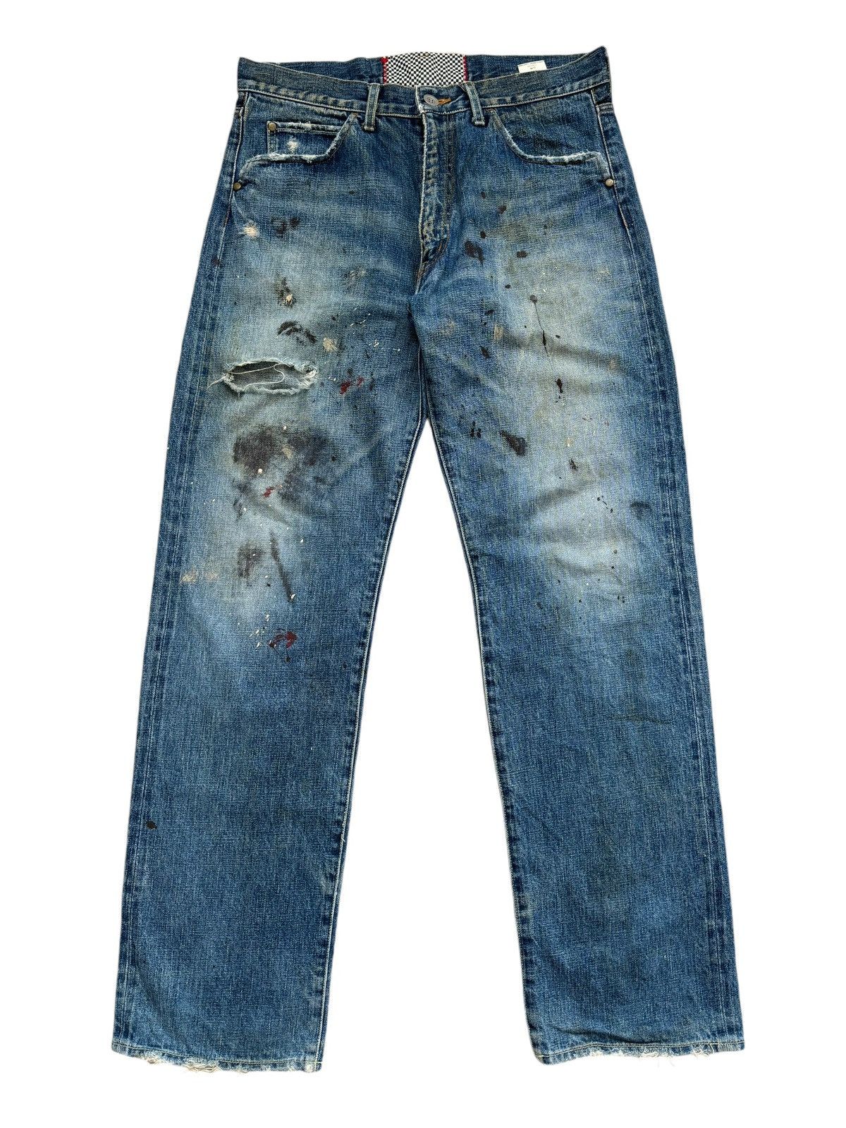 Japanese Brand Painter Splatter Ripped Selvedge Baggy Jeans
