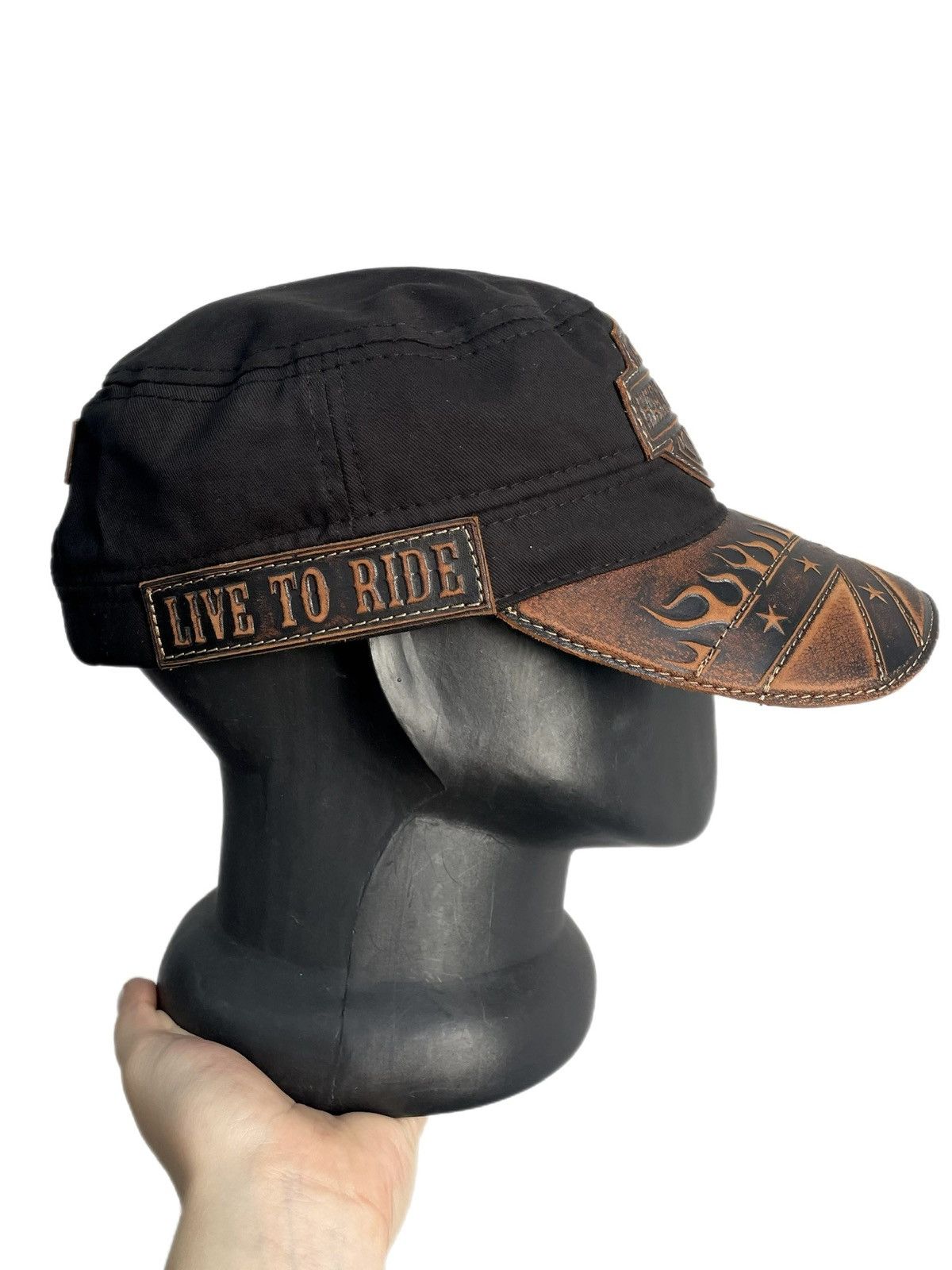 Harley Davidson Harley Davidson cross flame cap gothic moto y2k style Size ONE SIZE - 3 Thumbnail