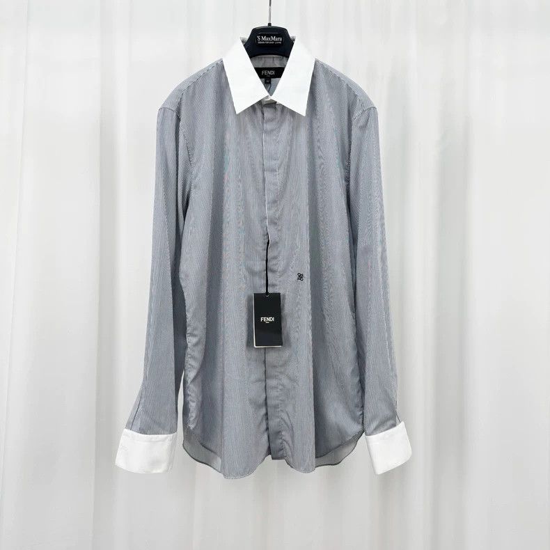 Fendi Fendi Embroidered Stripe Button-Up Shirt-yf Size US M / EU 48-50 / 2 - 1 Thumbnail
