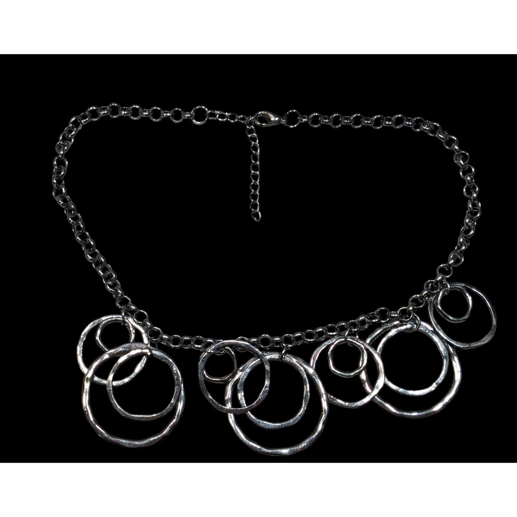 Other Brutalist Geometric Gunmetal Tone Hammered Ring Necklace Size ONE SIZE - 2 Thumbnail