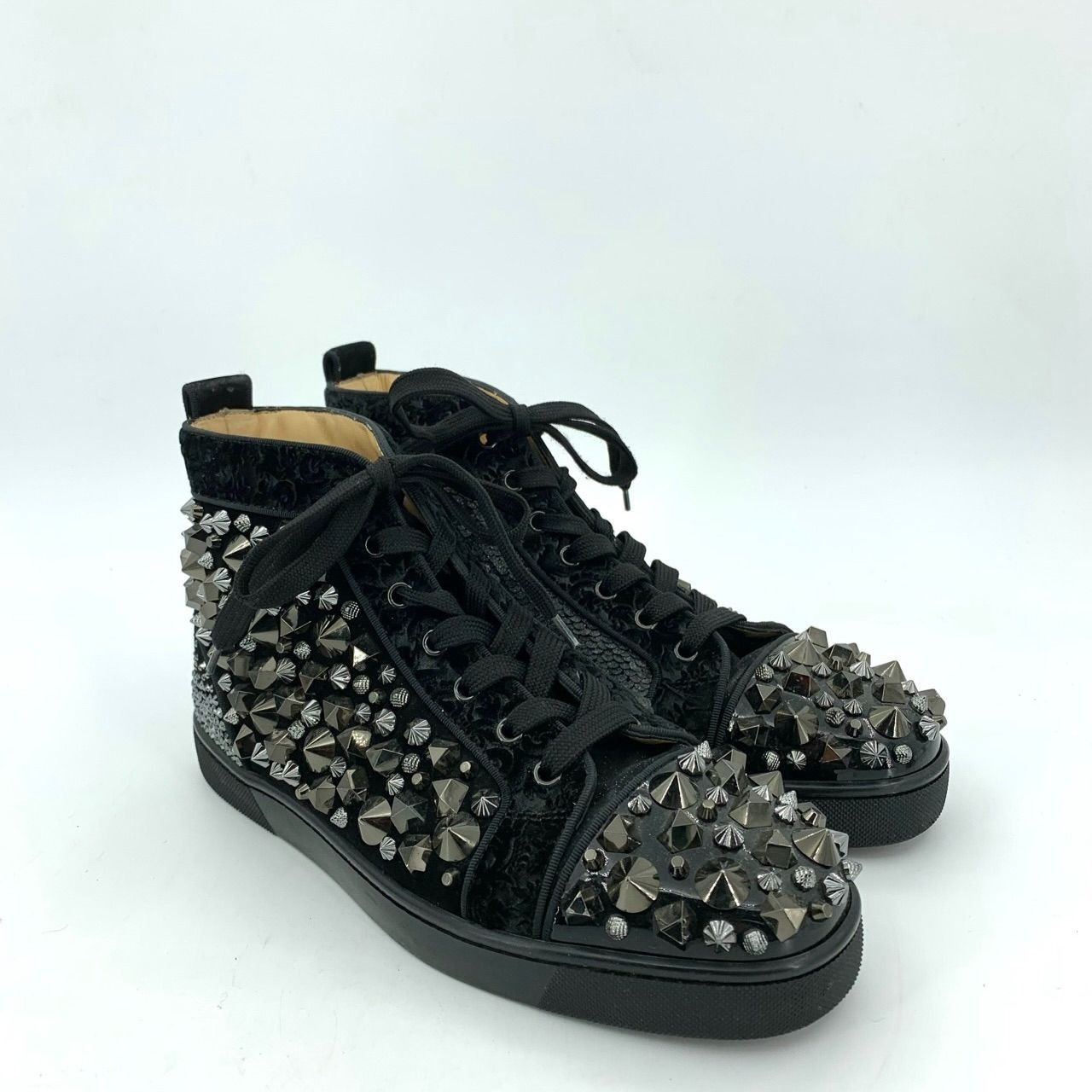 Christian Louboutin Christian Louboutin Black Studded Lace-Up High Top Sneakers Size US 7.5 / EU 40-41 - 7 Thumbnail