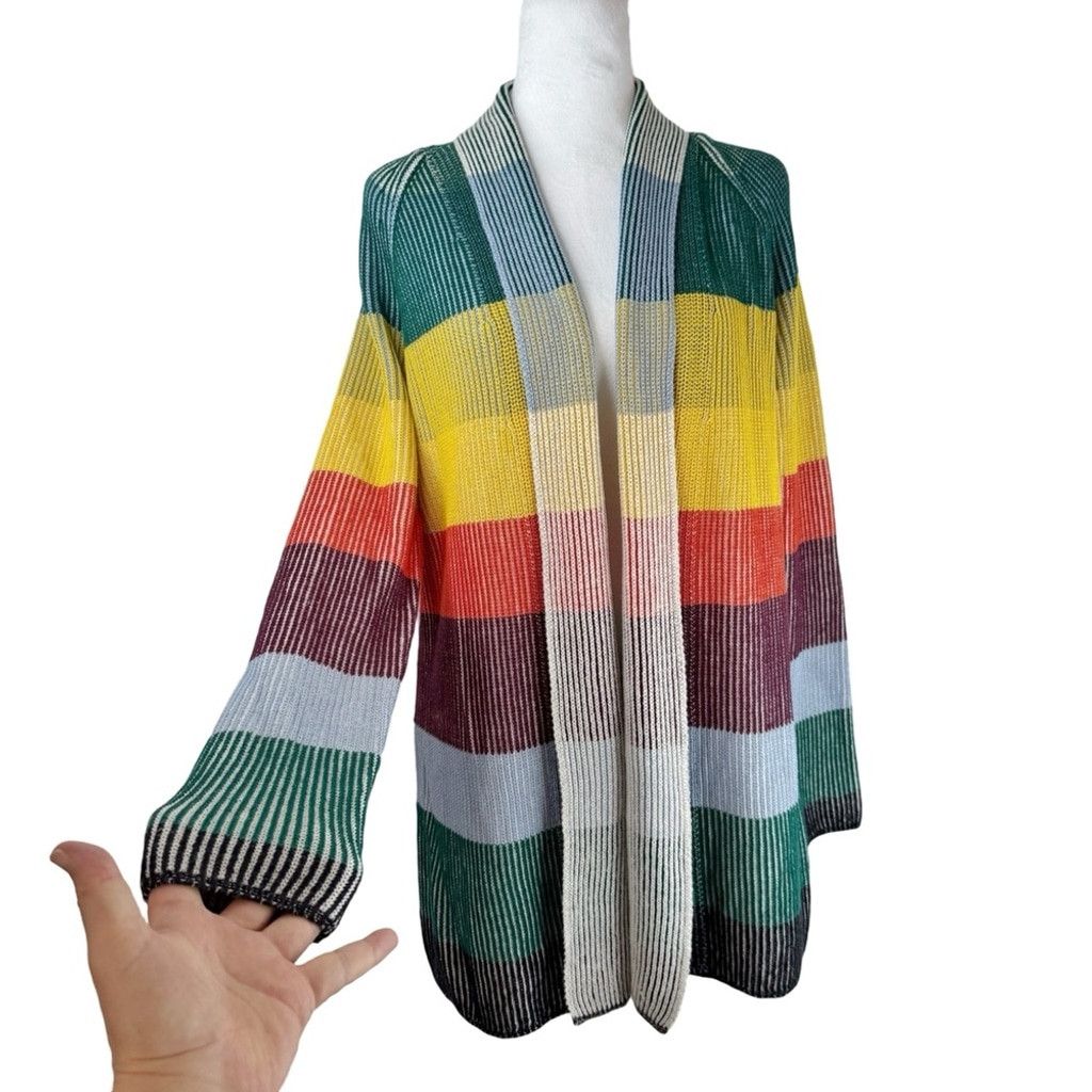 Lands' End LANDS END Womens Color Layers Ribbed Long Cardigan Sweater S Size S / US 4 / IT 40 - 1 Thumbnail