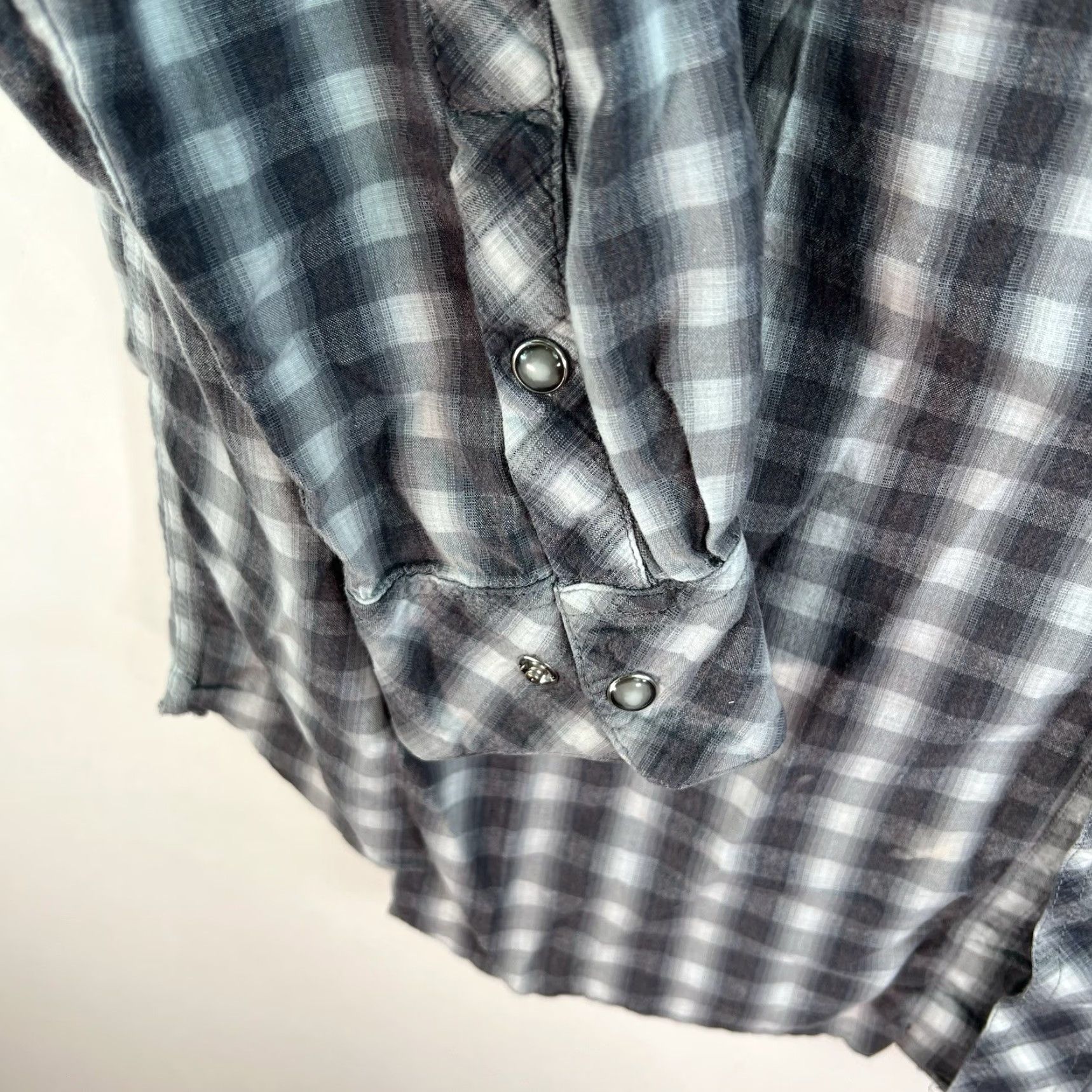 Walls Walls Gray Plaid Pearl-Snap Shirt Men's Regular Size M Long Sleeve Cowboy Outdoor Size US M / EU 48-50 / 2 - 5 Thumbnail
