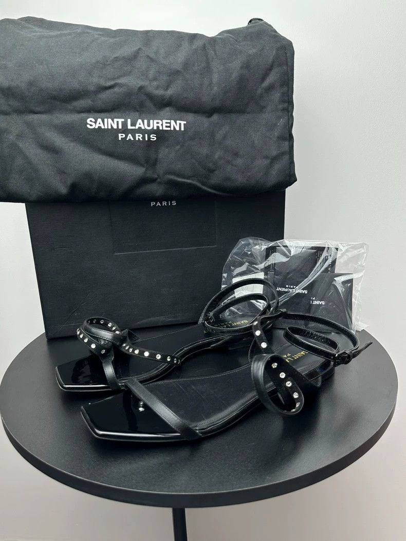 Yves Saint Laurent saint laurent Flat sandals with rhinestone buckles 2503-Nex Size US 7 / IT 37 - 2 Thumbnail