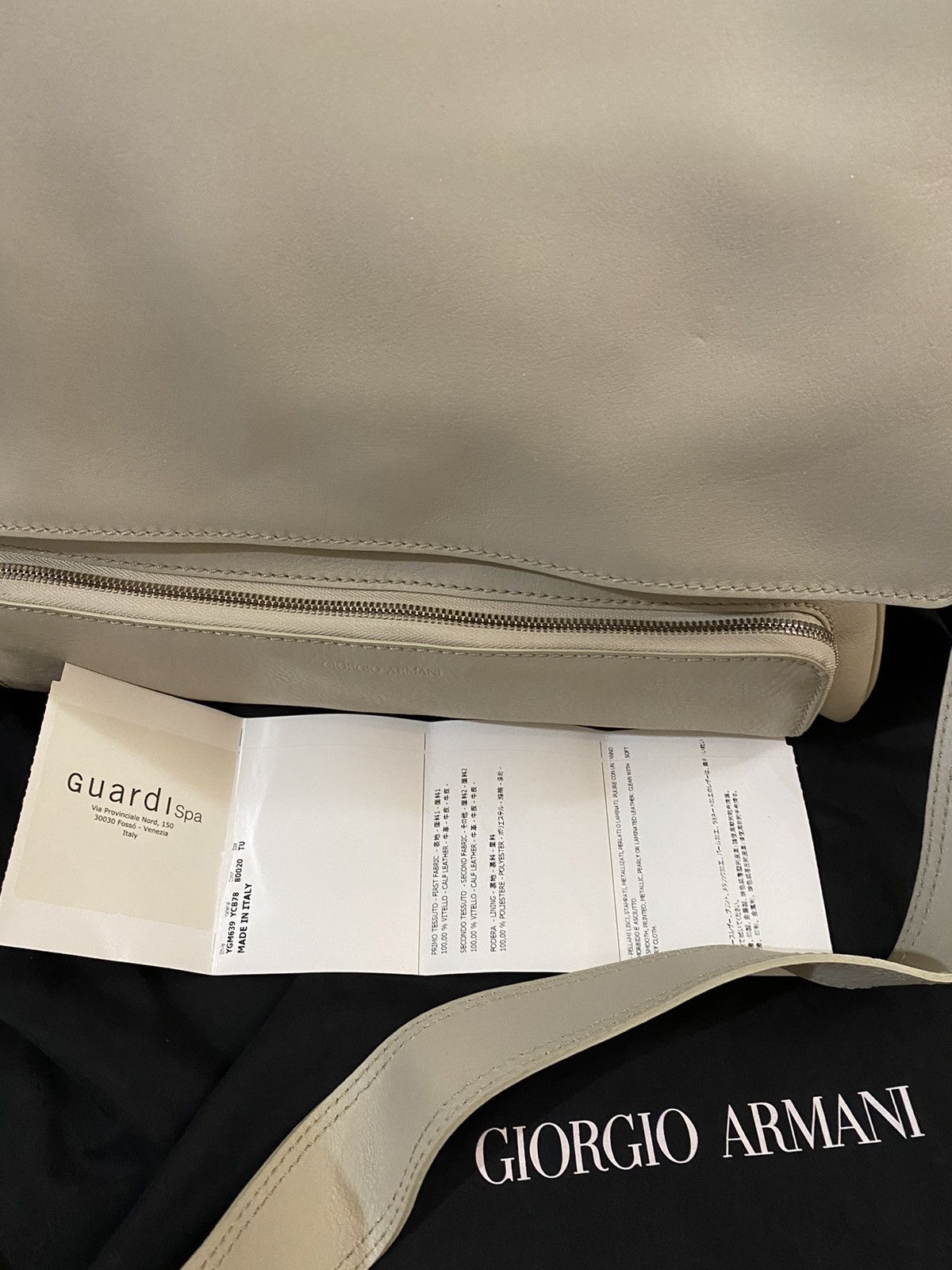 Giorgio Armani Giorgio Armani 🇮🇹 cement calf carry all travel bag unisex NEW Size ONE SIZE - 3 Thumbnail