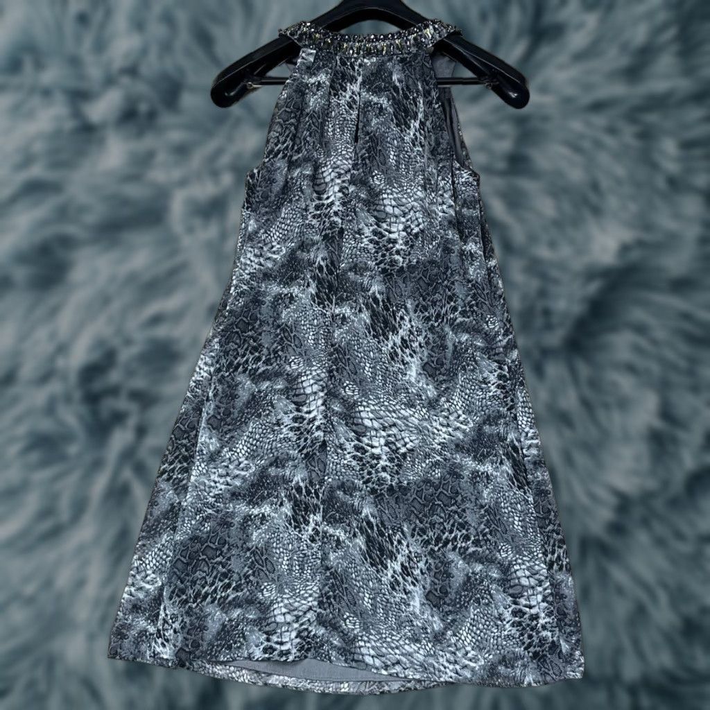 VINTAGE White House Black Market Maxi Dress Sleeveless Paisley Beaded Size  8 Blue/White Womens