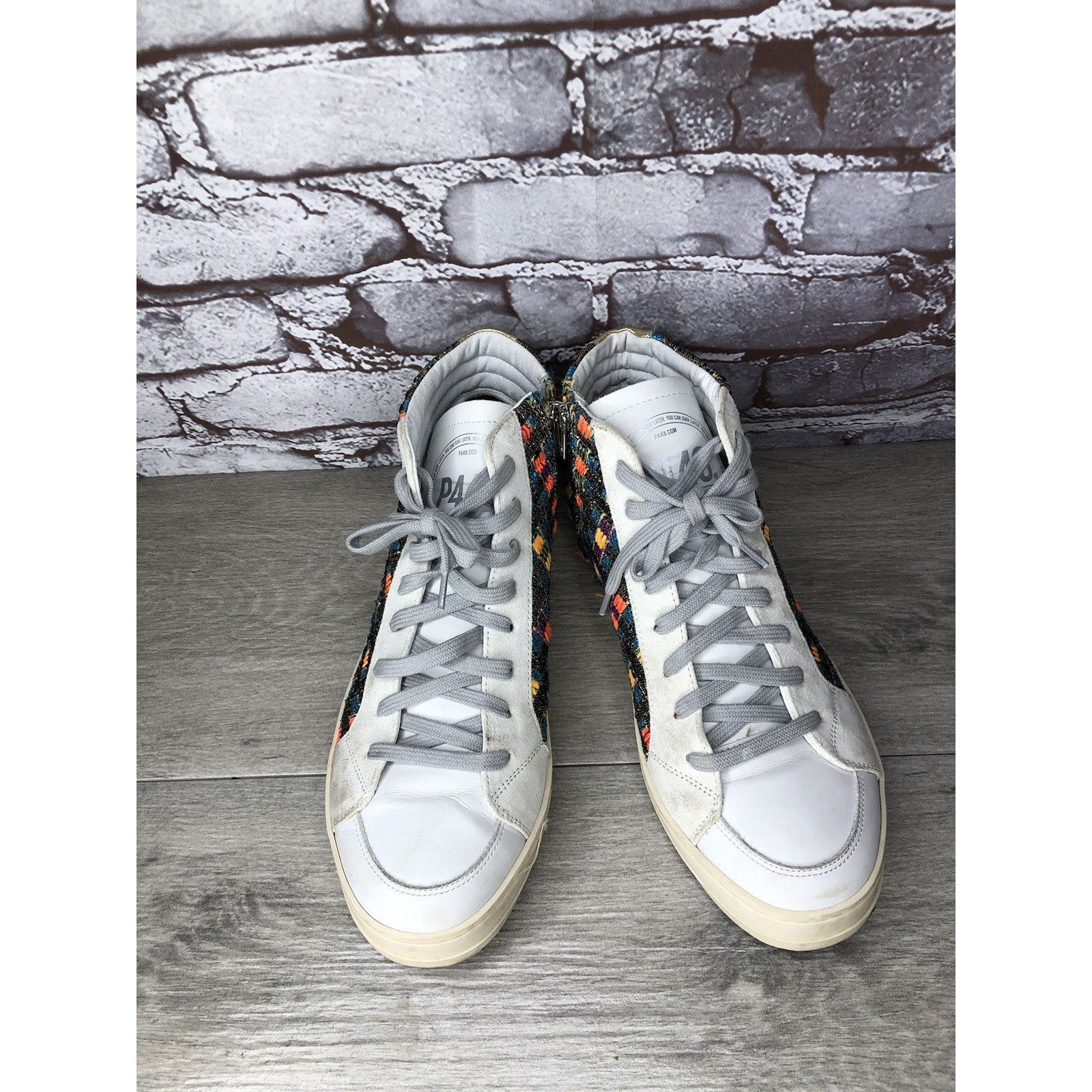 P448 P448 Skate Malhia Sneakers White Leather Lace Up High Top Sh Size US 10.5 / IT 40.5 - 17 Thumbnail