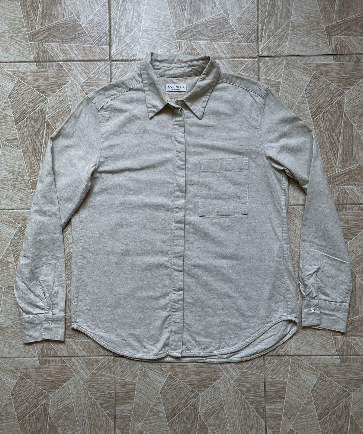 Designer × Marc O'Polo Luxury Mark O Polo Beige Linen Button Up Shirt Size XS / US 0-2 / IT 36-38 - 1 Thumbnail