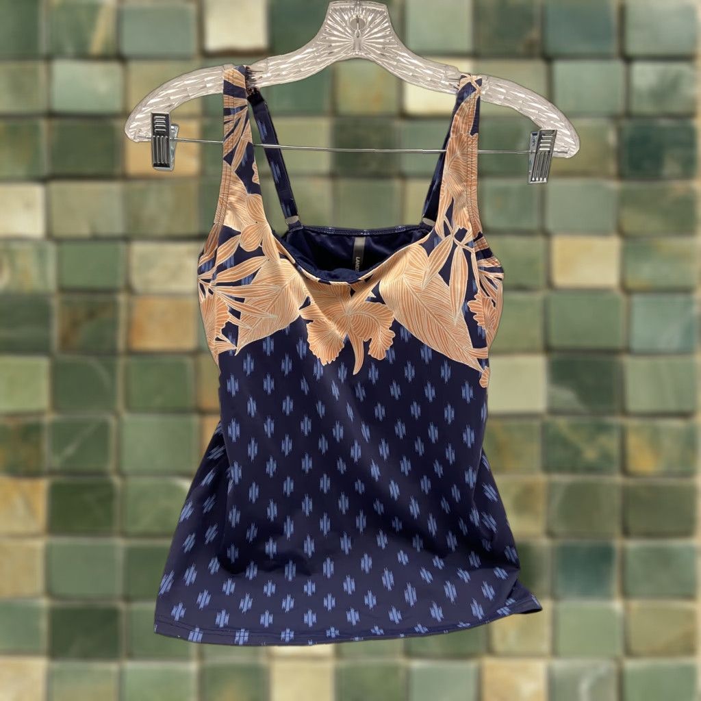 Lands' End VINTAGE Lands' End Tankini Top Women 4 Swimwear Orange Blue Tanks/Swim Top Womens 4 Orange 90s/2000s Size S / US 4 / IT 40 - 1 Thumbnail