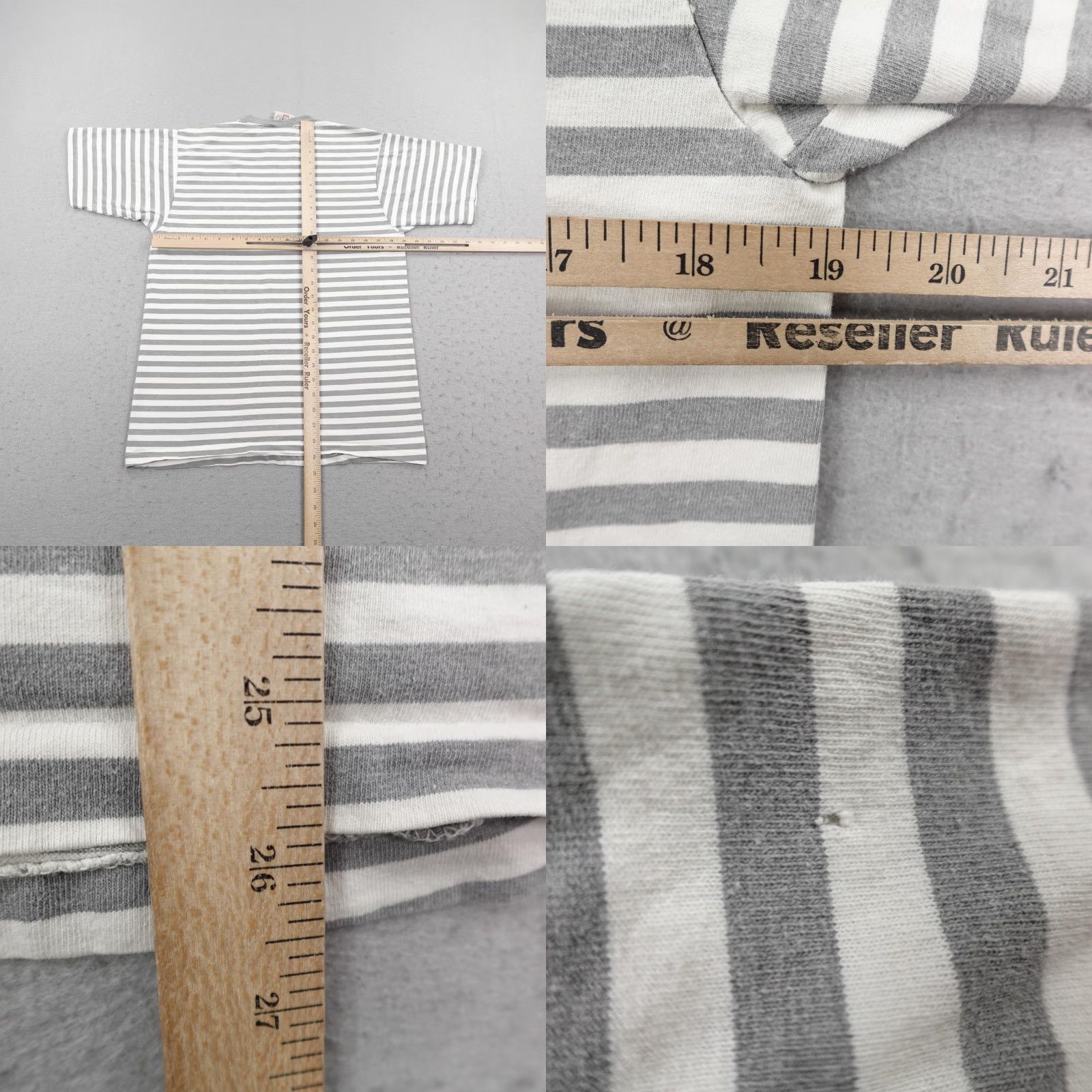 Levi's VINTAGE Levi's Shirt Mens Medium Gray White Stripes Single Stitch 80s Made In USA Crew Neck Short Sleeve Cotton Size US M / EU 48-50 / 2 - 8 Thumbnail