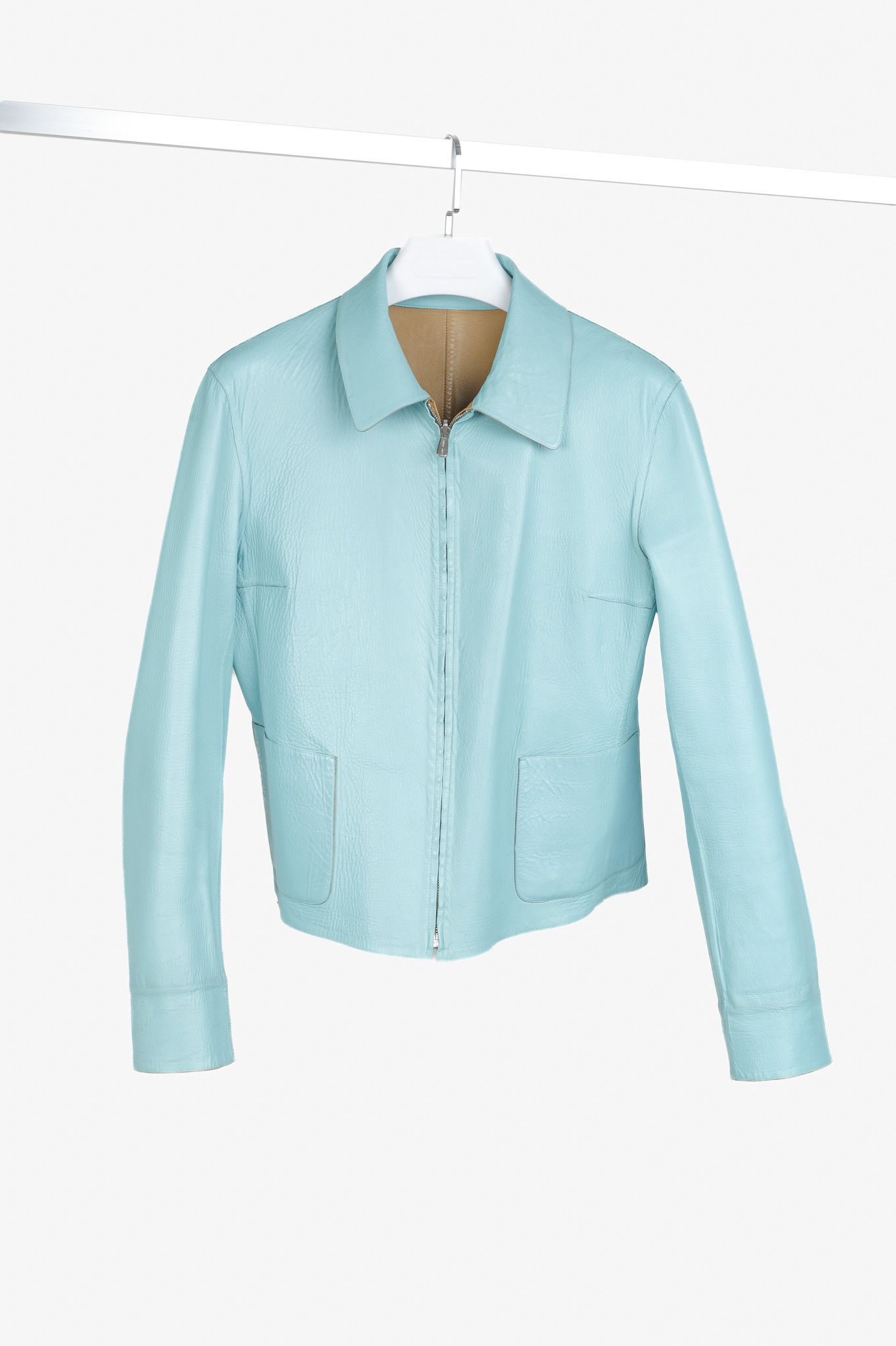 Loro Piana Loro Piana Tan Turquoise Reversible Leather Jacket Size L / US 10 / IT 46 - 2 Thumbnail