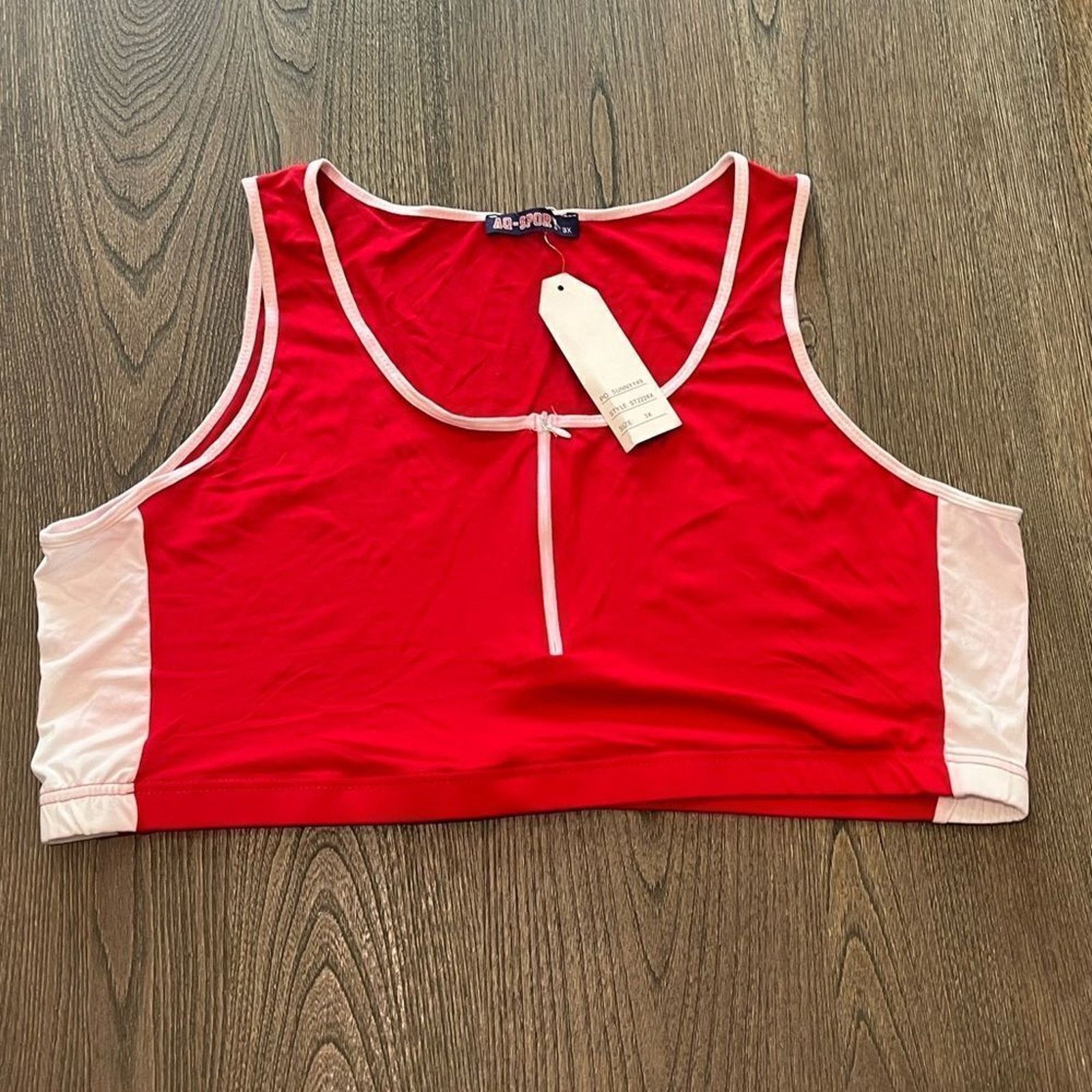 Vintage NWT AQ Sport Sports Bra Red Pink Size 3X Size 3XL / US 20-22 - 1 Thumbnail