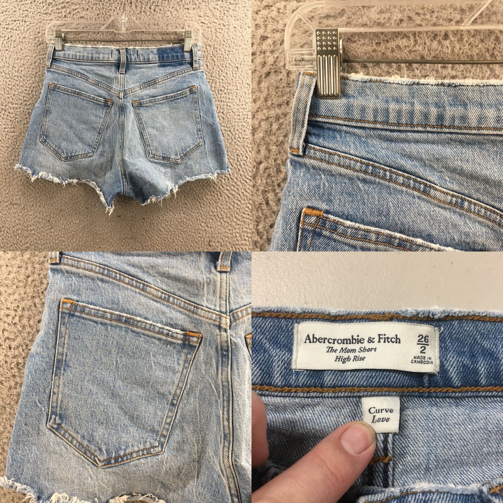 Abercrombie & Fitch Abercrombie & Fitch Mom Short Womens 26/2 Blue Denim Cotton Blend High Rise Distressed Zip Fly Denim Casual Womens Size 26" / US 2 / IT 38 - 8 Thumbnail