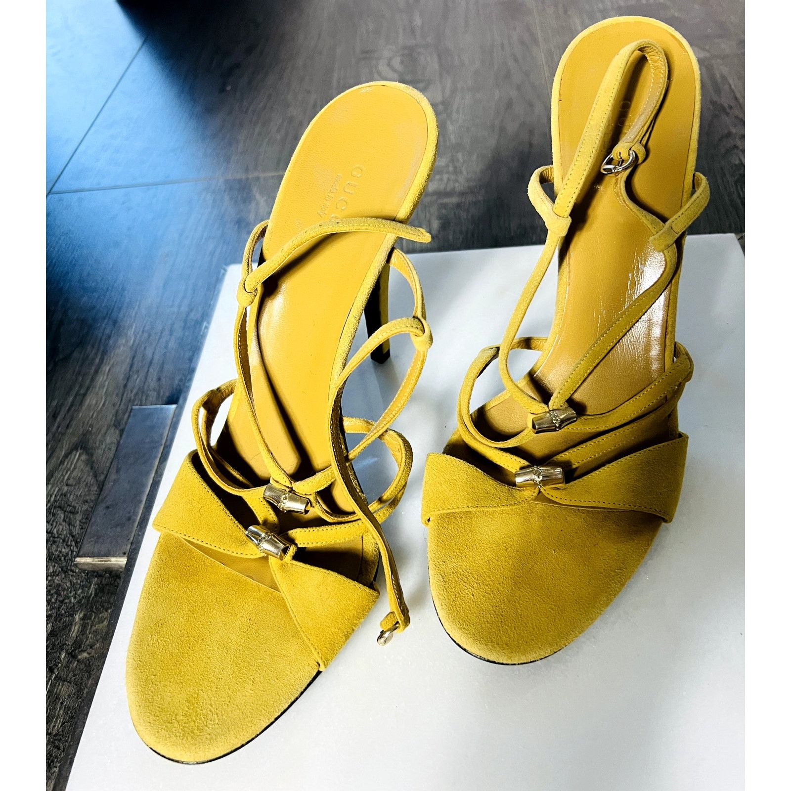Gucci New Gucci Milady mustard yellow suede bamboo heels Sz 10 Size US 10 / IT 40 - 4 Thumbnail