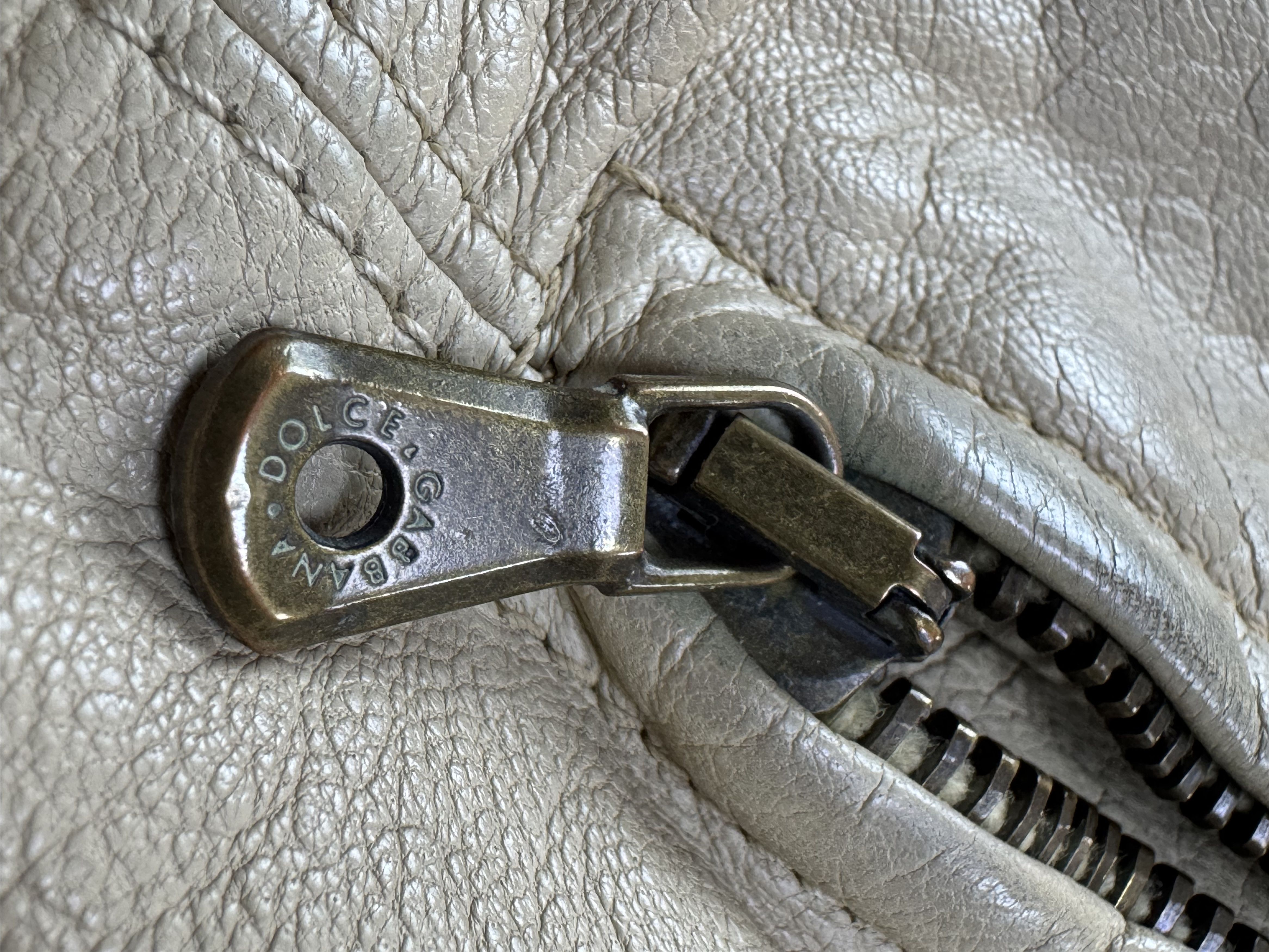 Dolce & Gabbana Dolce & Gabbana Rare Goatskin Leather Moto Jacket Beige Size US L / EU 52-54 / 3 - 18 Thumbnail