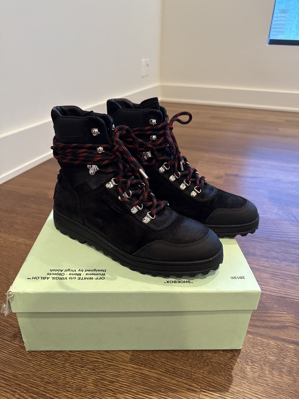 Off-White Off-White Black Leather Hiking Boot Size US 10 / EU 43 - 1 Thumbnail