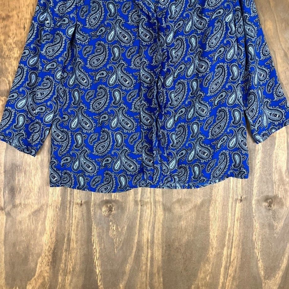 Banana Republic Banana Republic Blouse Blue Paisley V Neck Popover 3/4 Sleeve S Womens Size S / US 4 / IT 40 - 5 Thumbnail