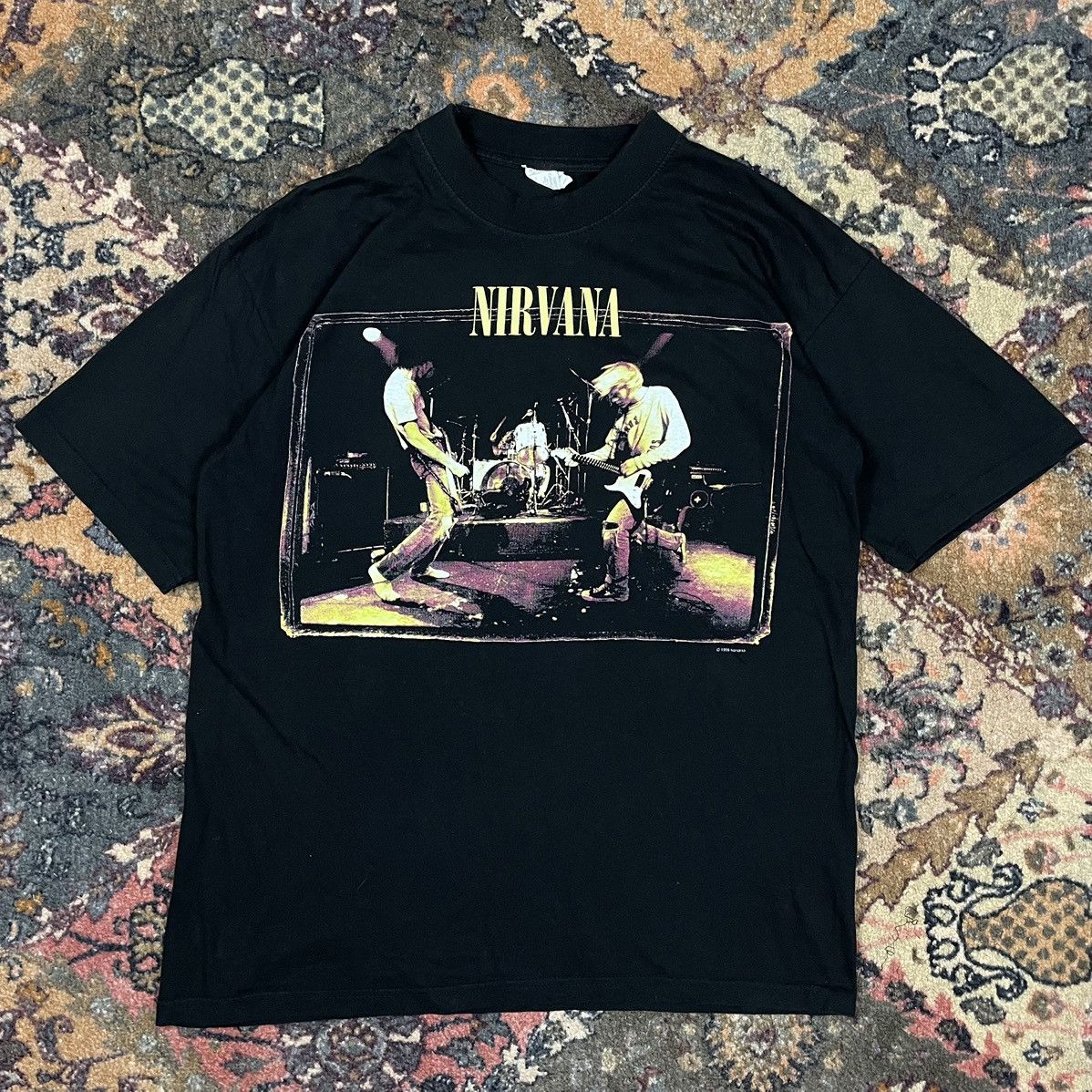 image of Kurt Cobain x Nirvana Vintage Nirvana Muddy 1996 Shirt Band Rock Metal 90's Grunge in Black (Size M