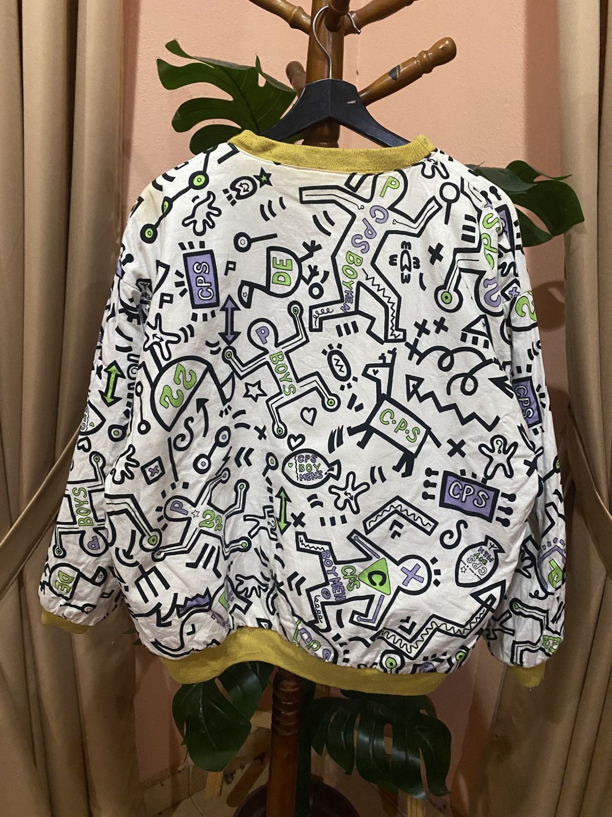 Other Vintage Yellow & Graphic Reversible Sweatshirt Streetwear Size US M / EU 48-50 / 2 - 8 Thumbnail