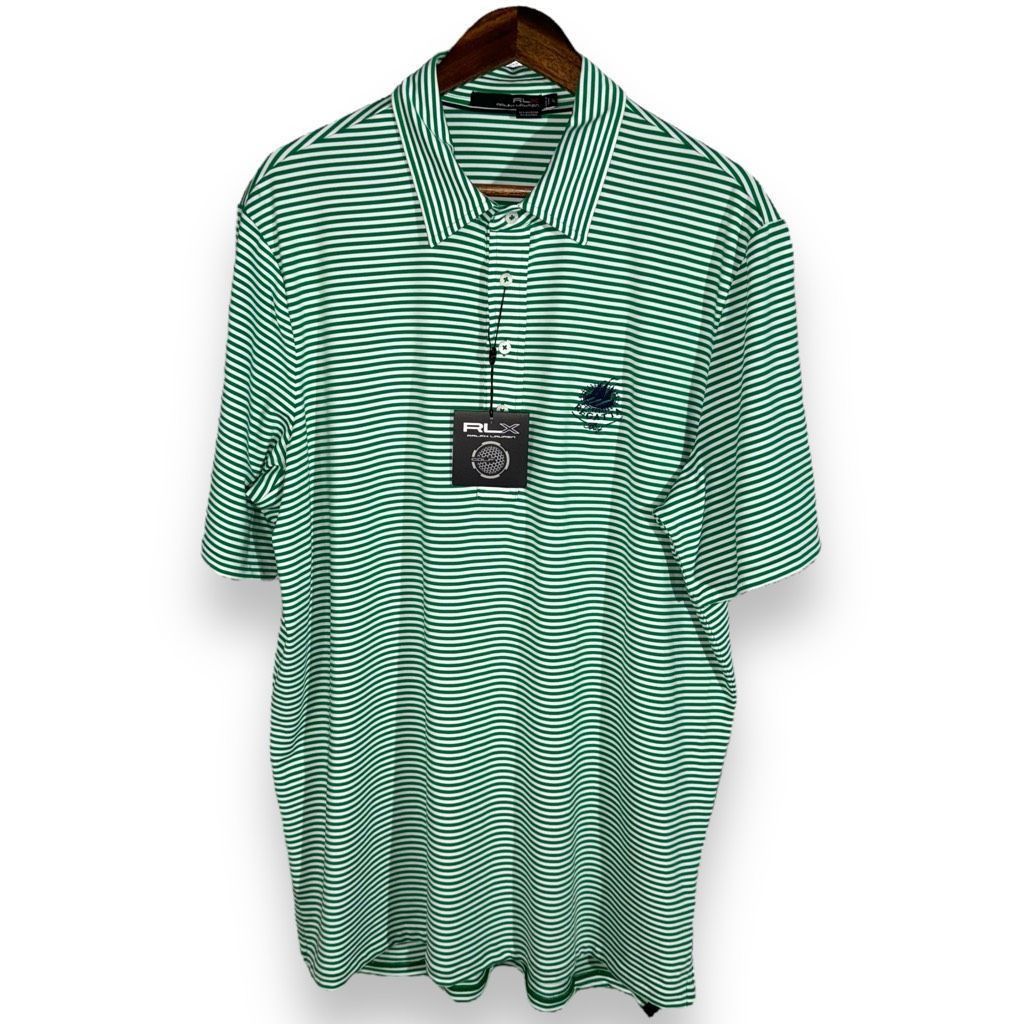 RLX Ralph Lauren NWT Ralph Lauren RLX Green & White Stripe Golf Polo Shirt XL Size US XL / EU 56 / 4 - 1 Thumbnail