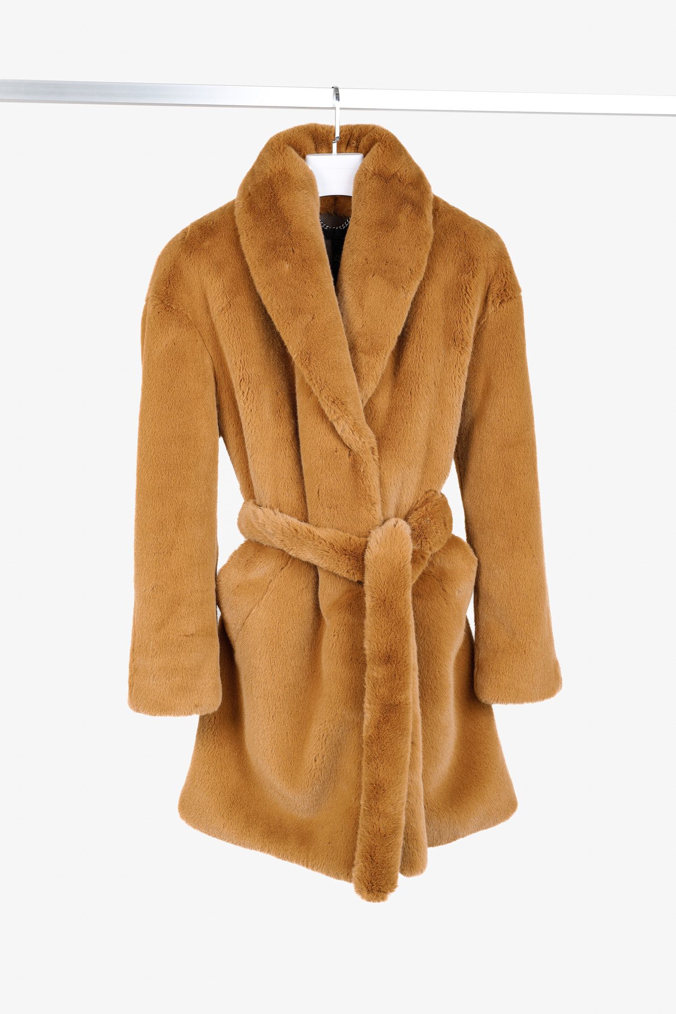 Rag & Bone Rag & Bone Bijou Camel Belted Faux Fur Coat Size S / US 4 / IT 40 - 1 Thumbnail
