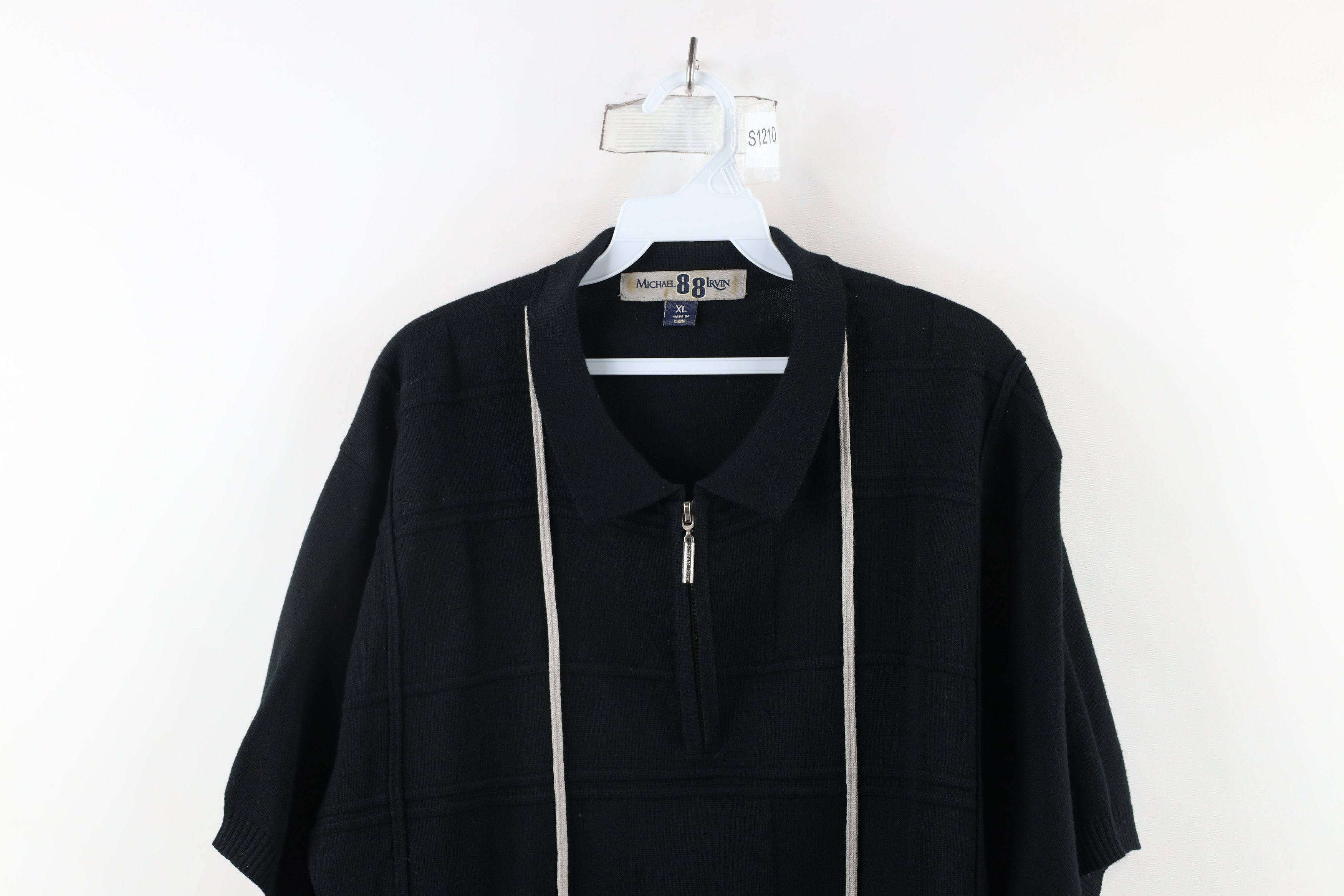 Vintage Vintage 90s Streetwear Checkered Knit Half Zip Pullover Polo Size US XL / EU 56 / 4 - 2 Thumbnail
