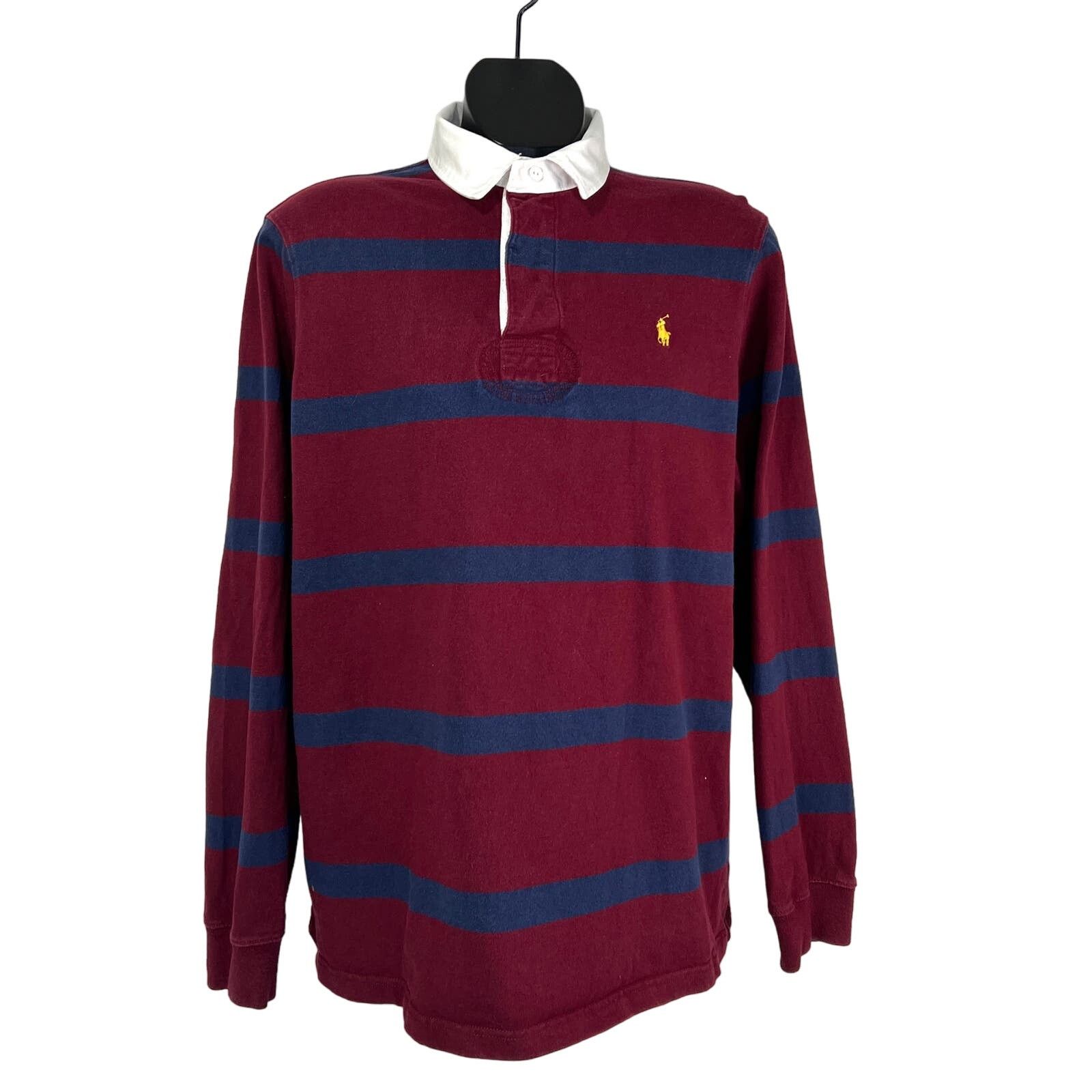 Polo Ralph Lauren Polo Ralph Lauren Stripe Polo Shirt Long Sleeves Burgundy Size US XL / EU 56 / 4 - 1 Thumbnail