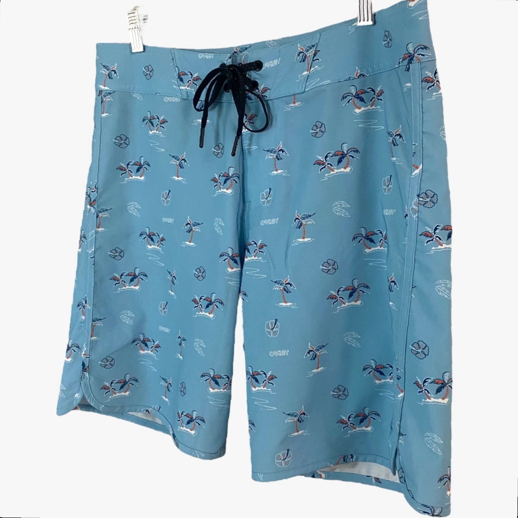 Oakley Oakley Board Shorts Mens 32 Blue Tropics Palm Tree Print 19" B1B RC - Tide Beach, Surf, Recreational - Back Pocket, Drawstring Size US 32 / EU 48 - 2 Thumbnail