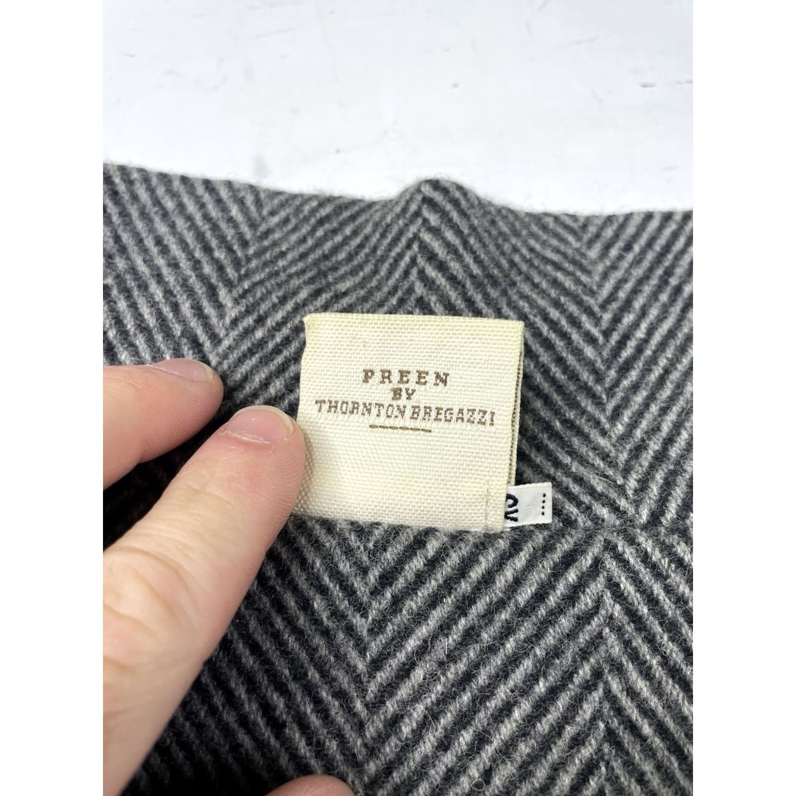 Vintage PREEN by Thornton Bregazzi Coat XS Herringbone Oversize Wrap Tie Dolman Sleeve Gray Wool Women Size XS / US 0-2 / IT 36-38 - 4 Thumbnail