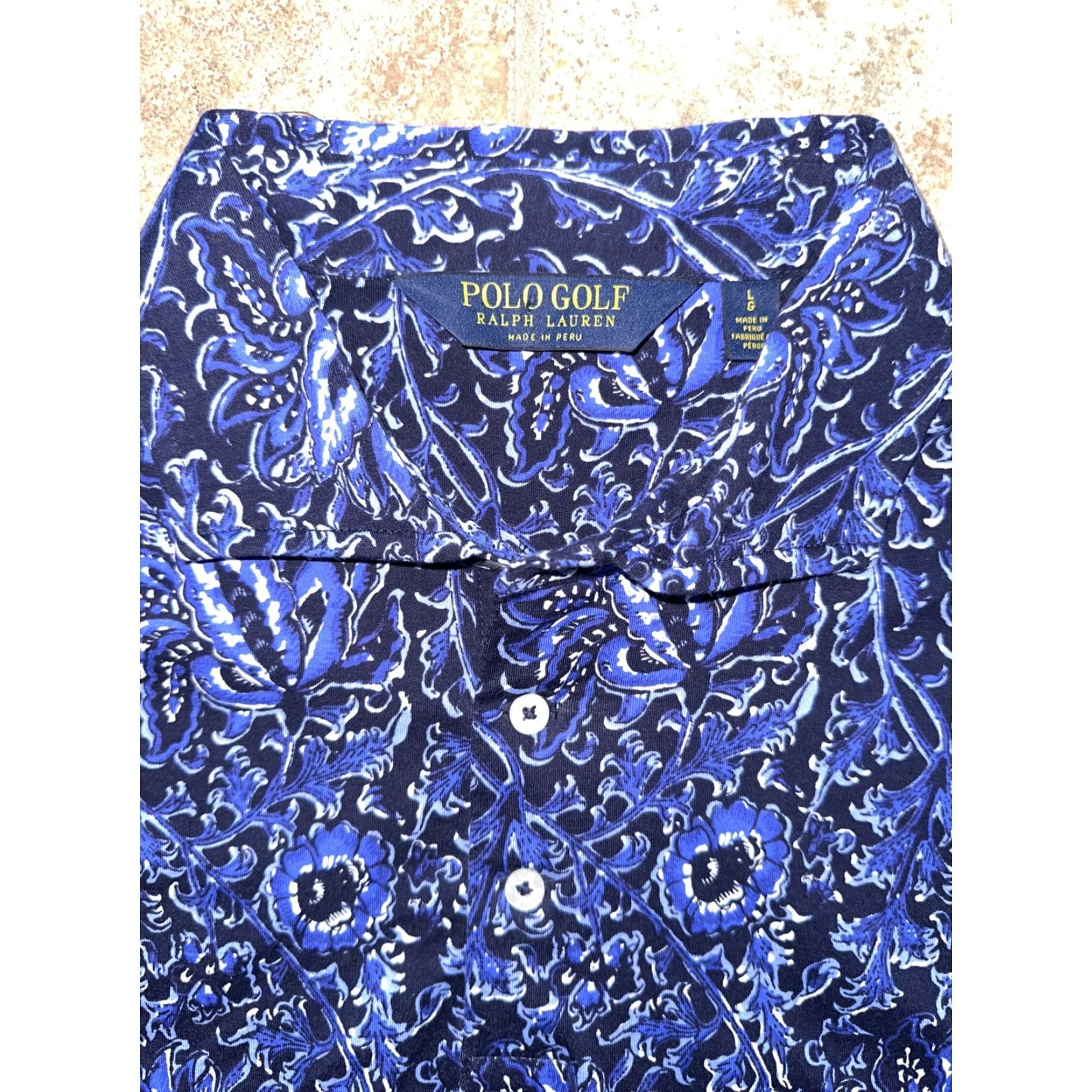 Ralph Lauren Polo Golf Ralph Lauren PERU COTTON Paisley Print Polo Shirt Mens L Blue Size US L / EU 52-54 / 3 - 2 Thumbnail