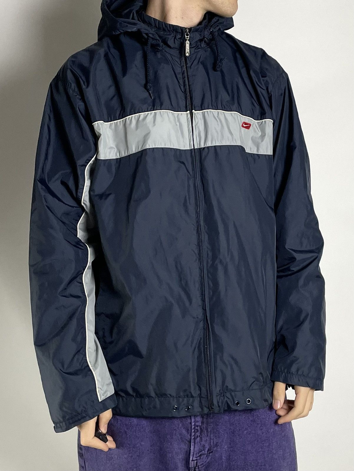 Nike NIKE 🥶 00s vintage nylon blue hooded light jacket Size US XL / EU 56 / 4 - 1 Thumbnail