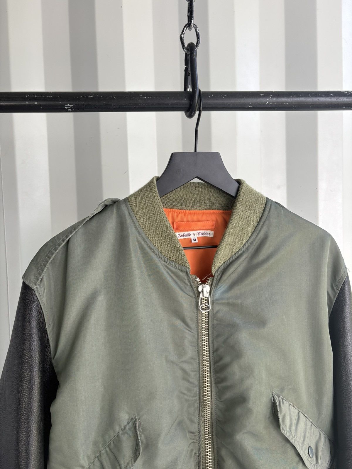 Needles Rebuild MA1 Bomber Jacket Leather Sleeves Size US M / EU 48-50 / 2 - 3 Thumbnail