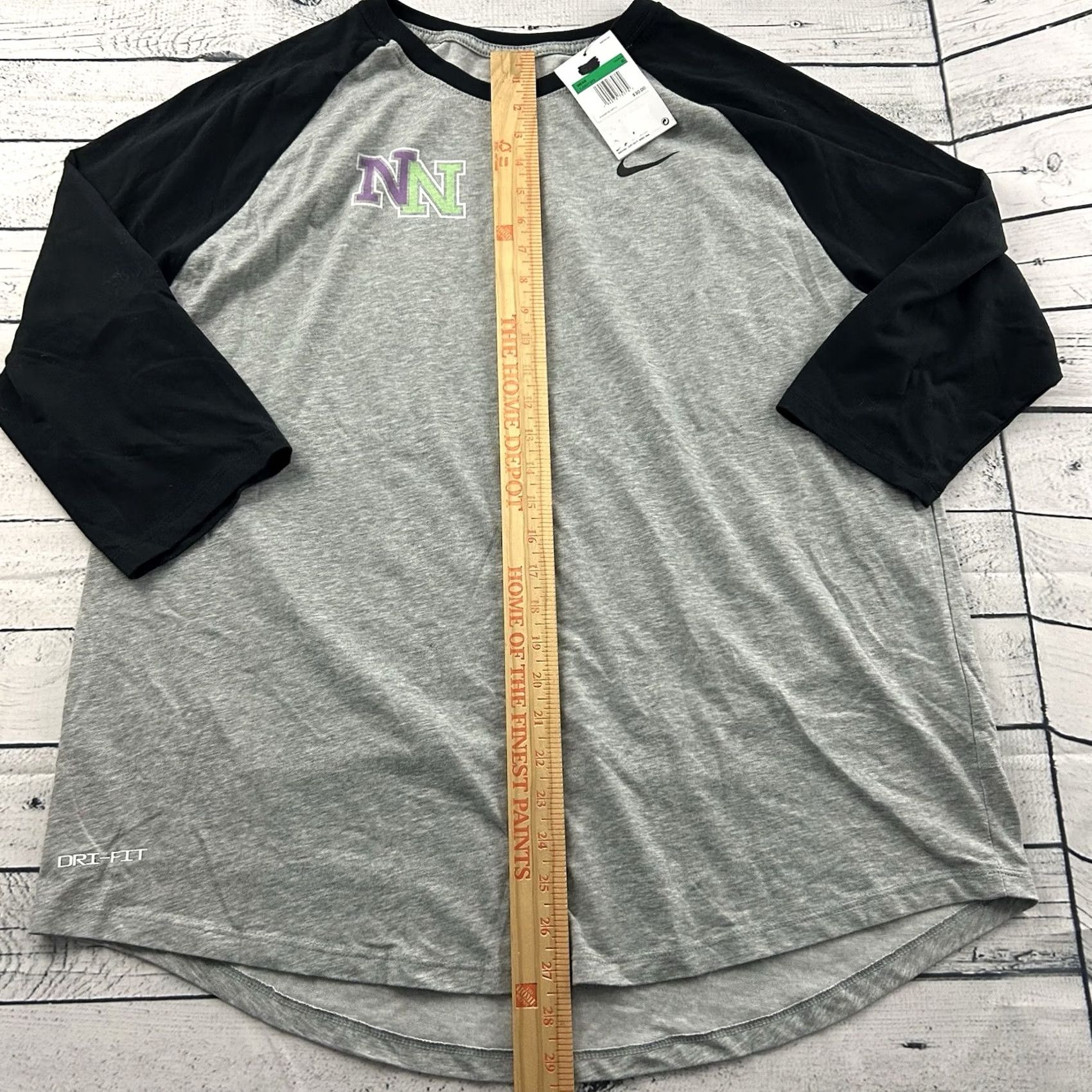 Nike Nike Nationals EYBL 3/4 Sleeve Raglan Shirt Men's XL Gray Black T-Shirt Size US XL / EU 56 / 4 - 4 Thumbnail