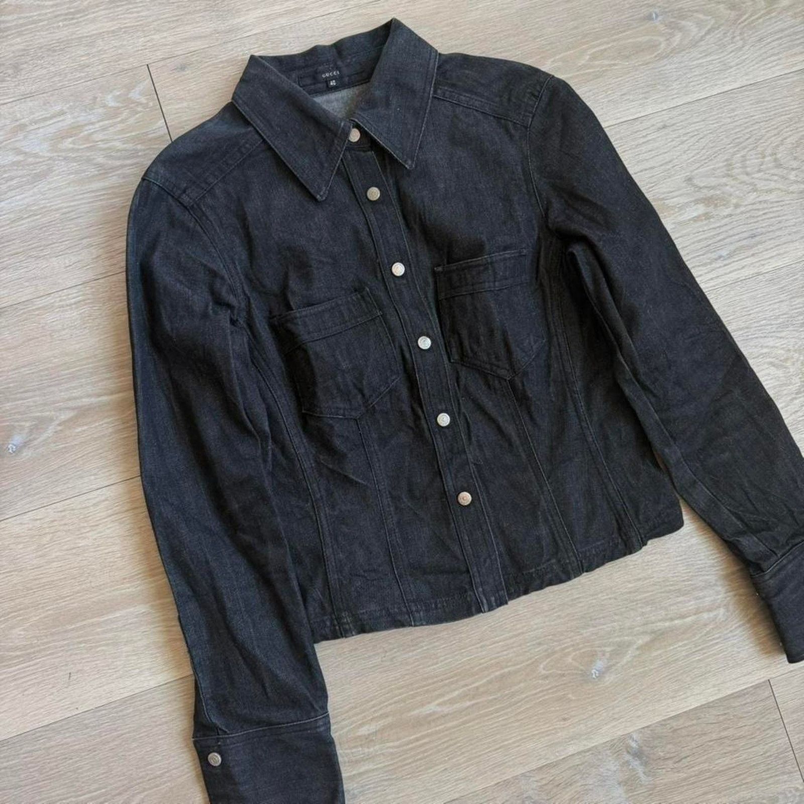 Gucci Gucci by Tom Ford SS1998 Denim Jacket Black Size S / US 4 / IT 40 - 2 Thumbnail