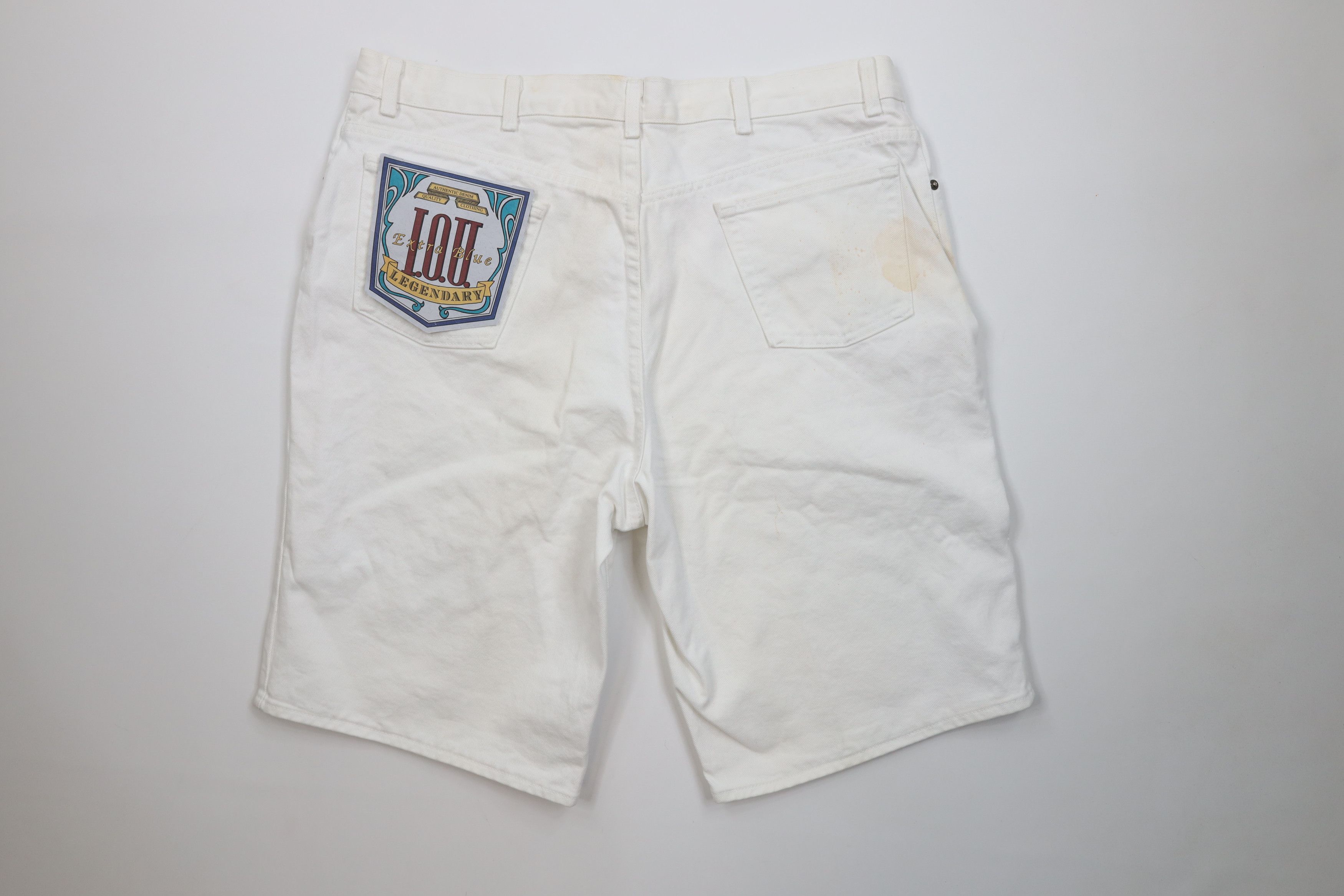 Vintage Deadstock Vintage 90s IOU Fit Denim Jean Shorts White Size US 40 / EU 56 - 11 Thumbnail