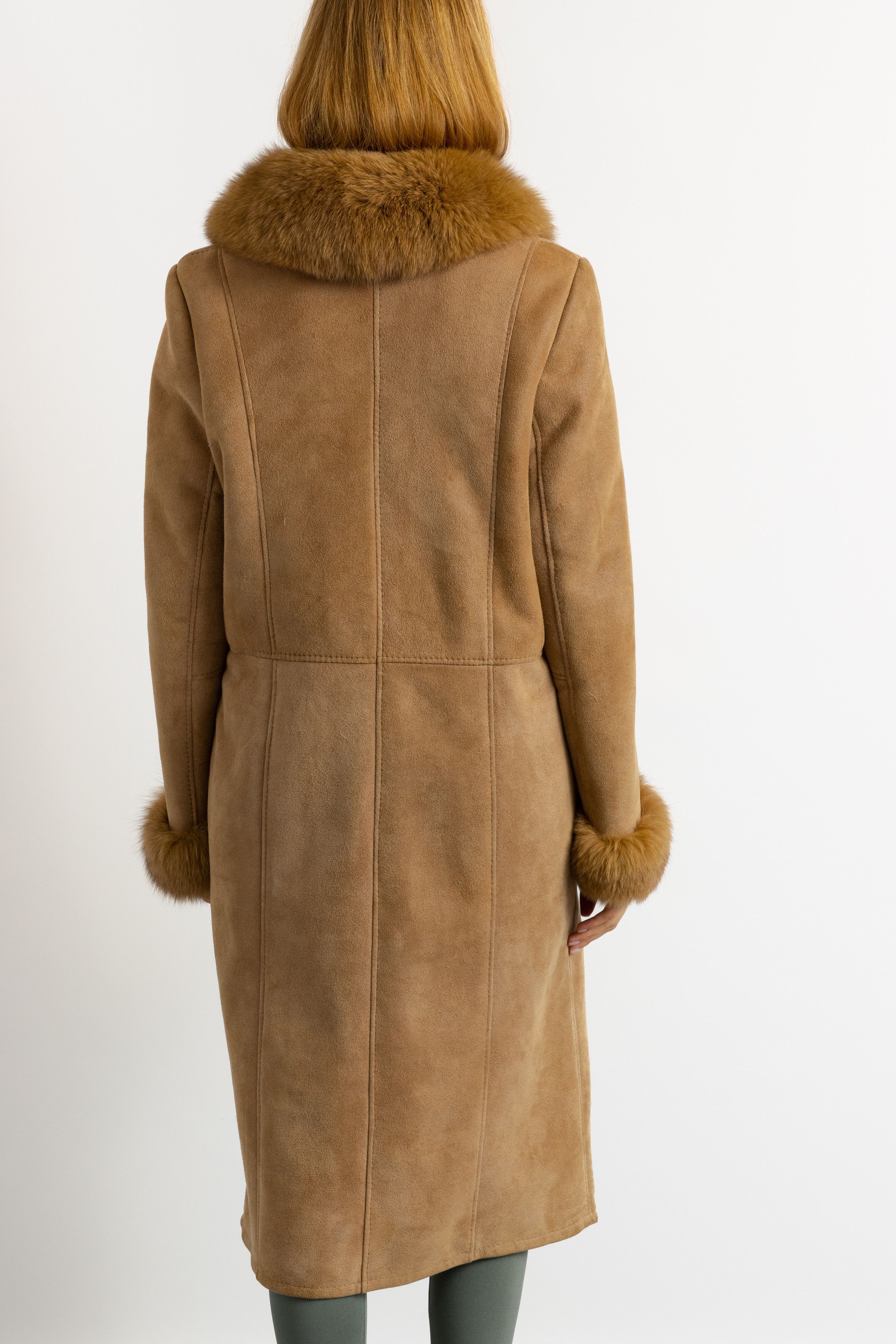Vintage Suede Sheepskin Leather Shearling Fastens Coat M 5929 Size M / US 6-8 / IT 42-44 - 3 Thumbnail