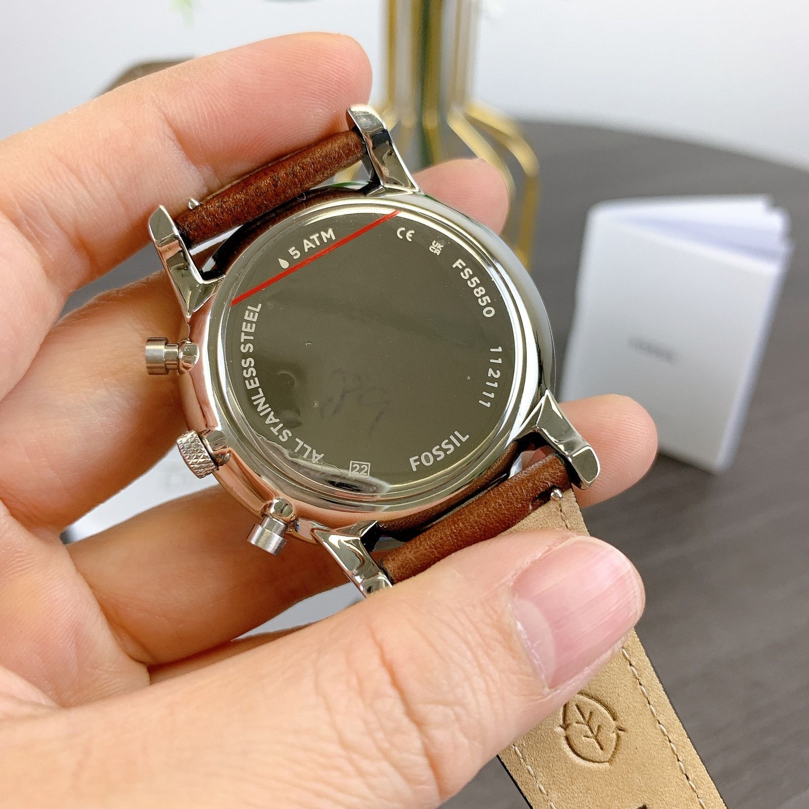 Fossil Fossil FS5850 Minimalist Chronograph Luggage Leather Watch Size ONE SIZE - 3 Thumbnail