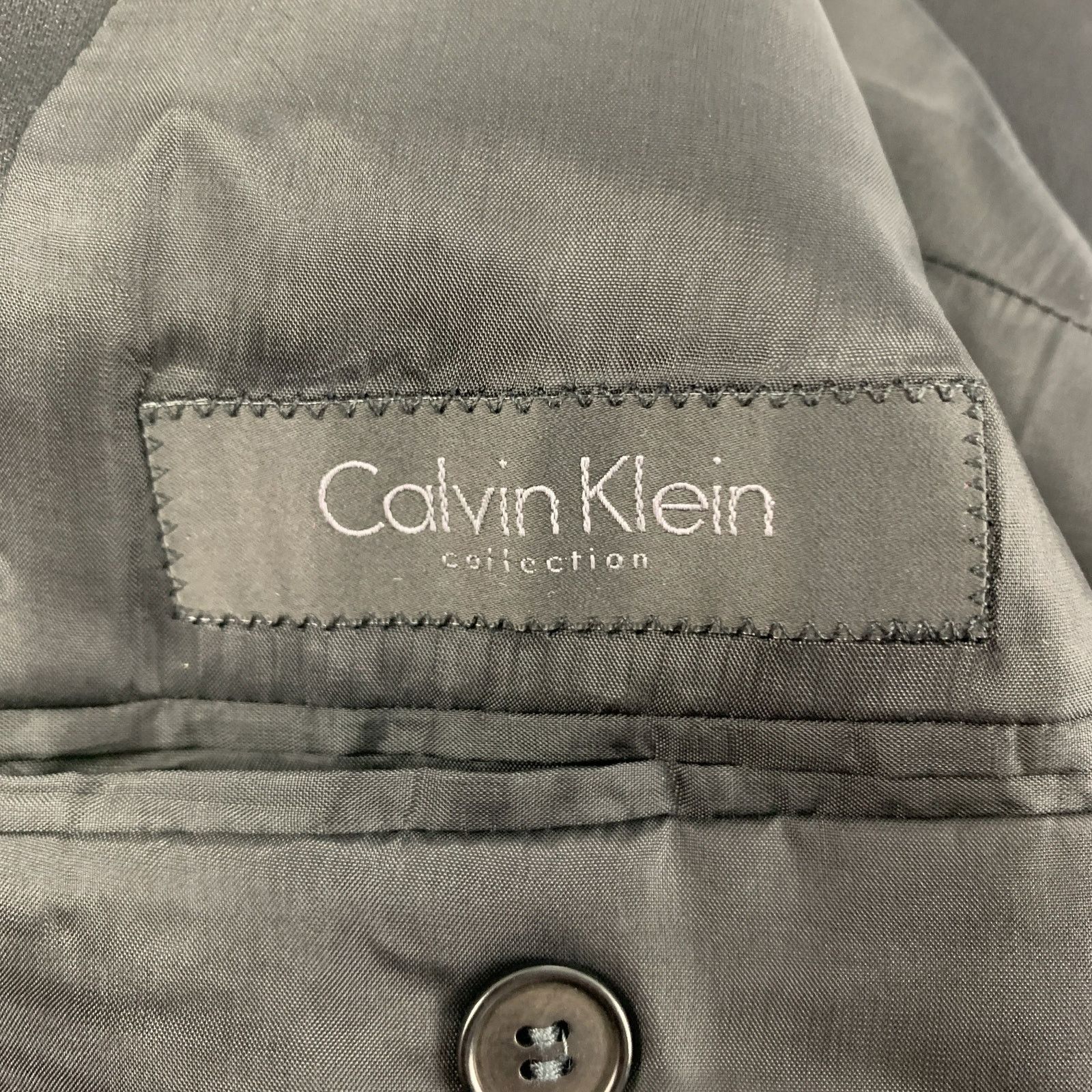 Calvin Klein Size 38 Black Wool Peak Lapel Sport Coat Size 38R - 5 Thumbnail