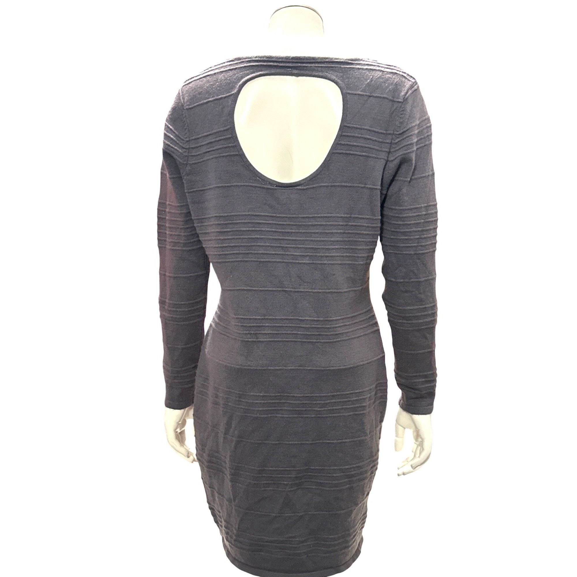 Other Allison Brittney Small Gray Textured Knit Long Sleeve Dress Size S / US 4 / IT 40 - 5 Thumbnail