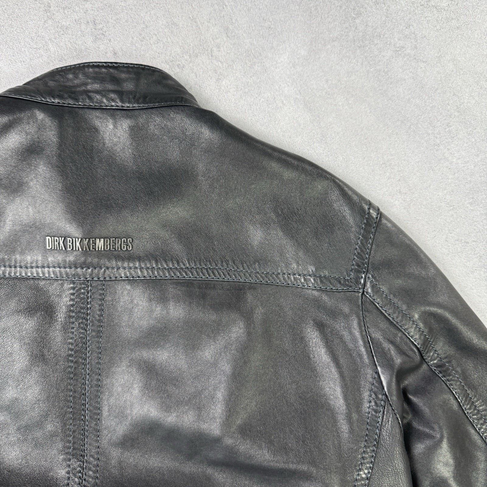 Dirk Bikkembergs Dirk Bikkembergs Men Leather Jacket Size 48 Dark Blue Size US M / EU 48-50 / 2 - 13 Thumbnail
