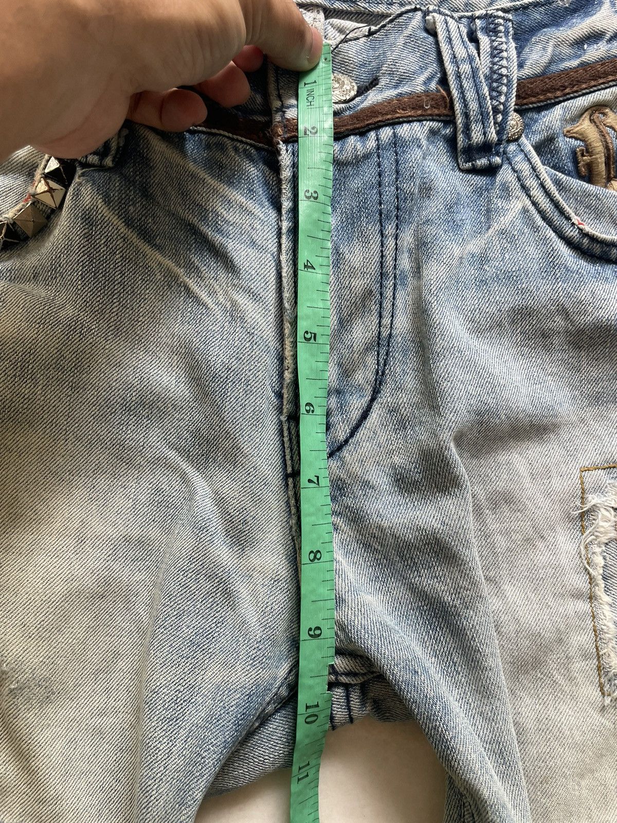 Japanese Brand Vintage Red Pepper Thrashed&Repaired Jeans Size US 32 / EU 48 - 9 Thumbnail