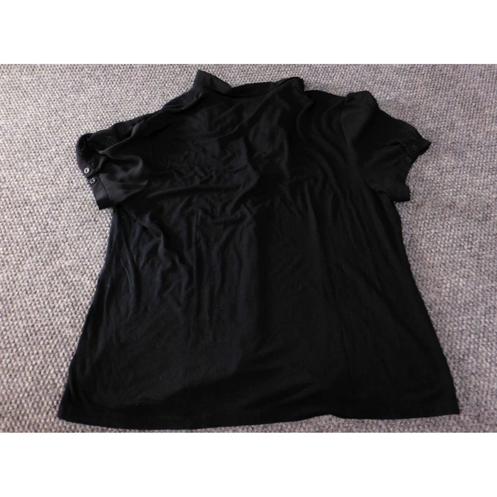 JM Collection JM Collection Button-Up Shirt Womens Large Black Rayon Spandex Short Sleeve Casual Classic Knit Stretch Size L / US 10 / IT 46 - 6 Thumbnail